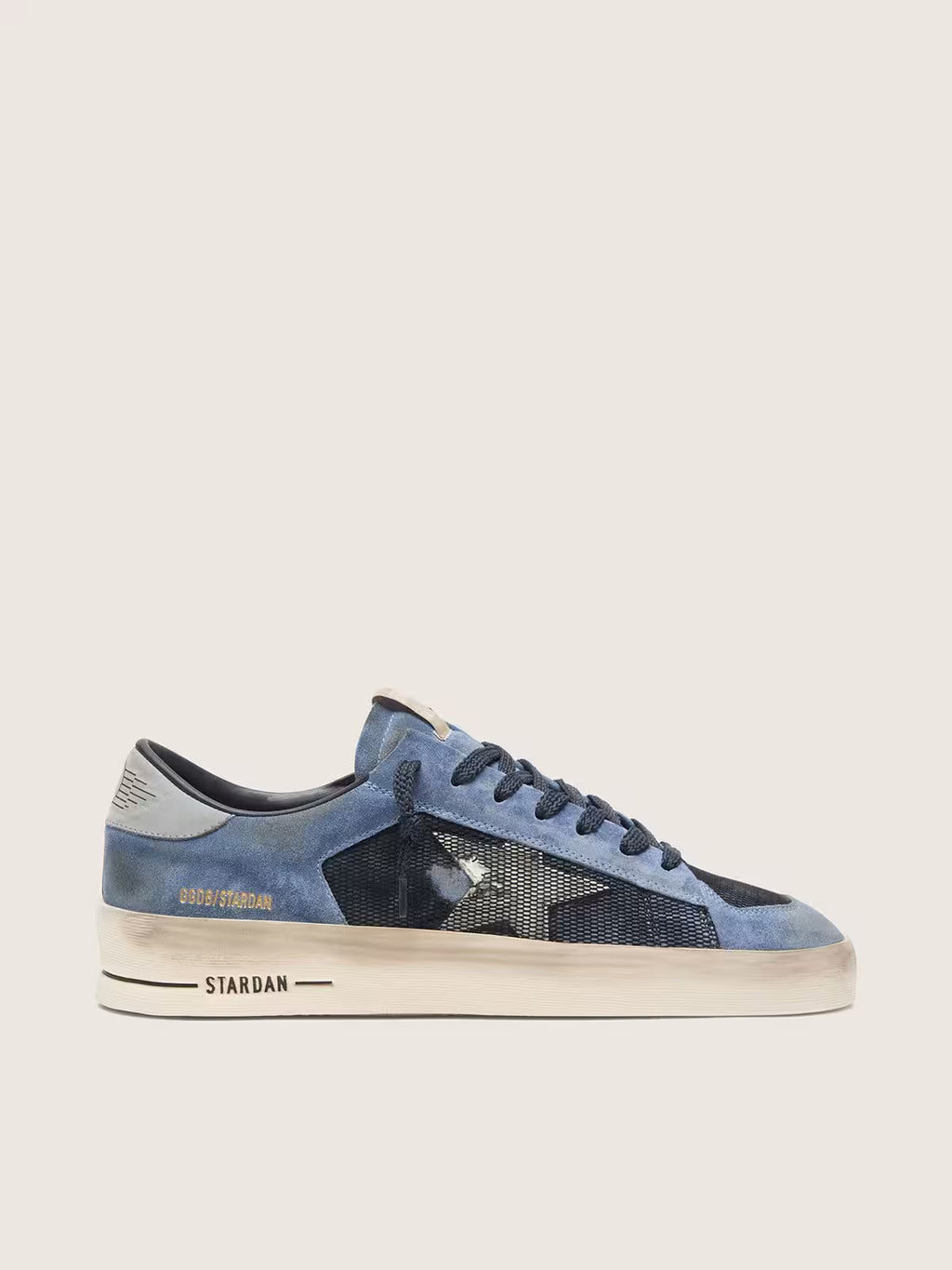 Golden Goose - Stardan cuir velours bleu et étoile Blanche