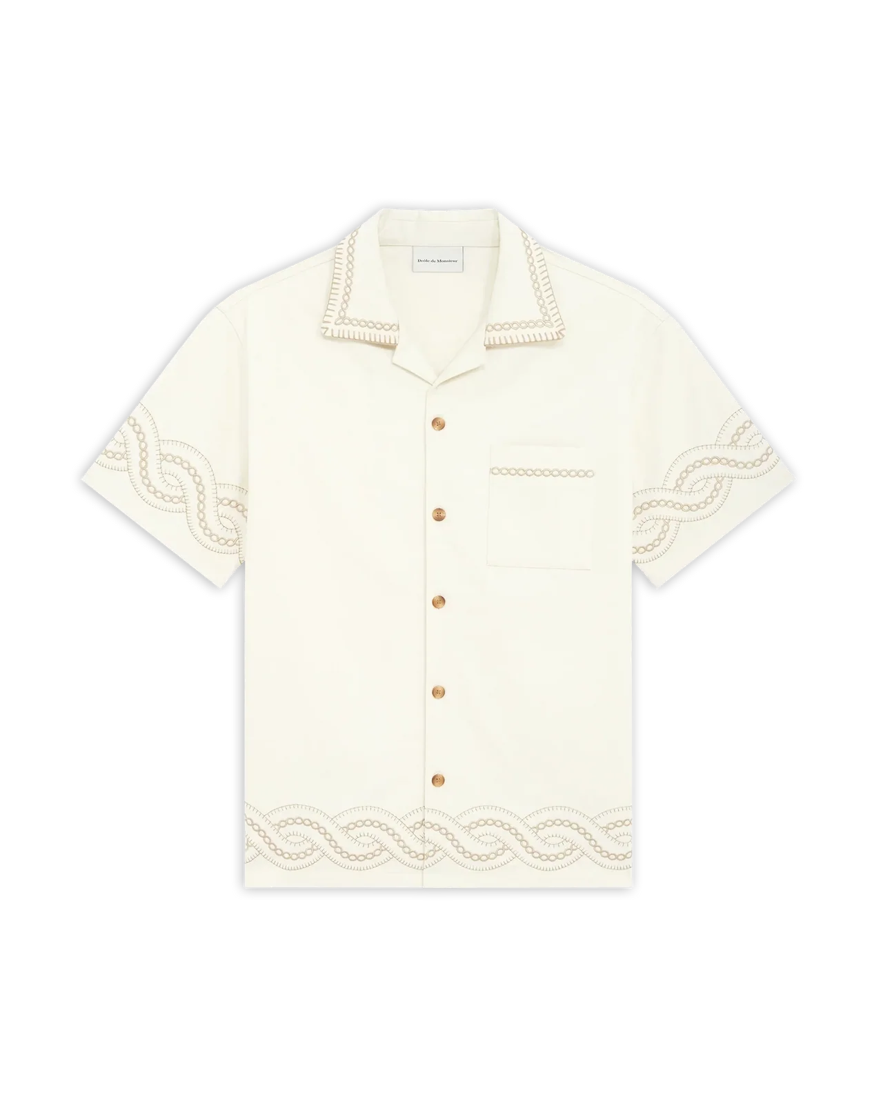 Drôle de Monsieur - La Chemise Brodée Tresses Crème