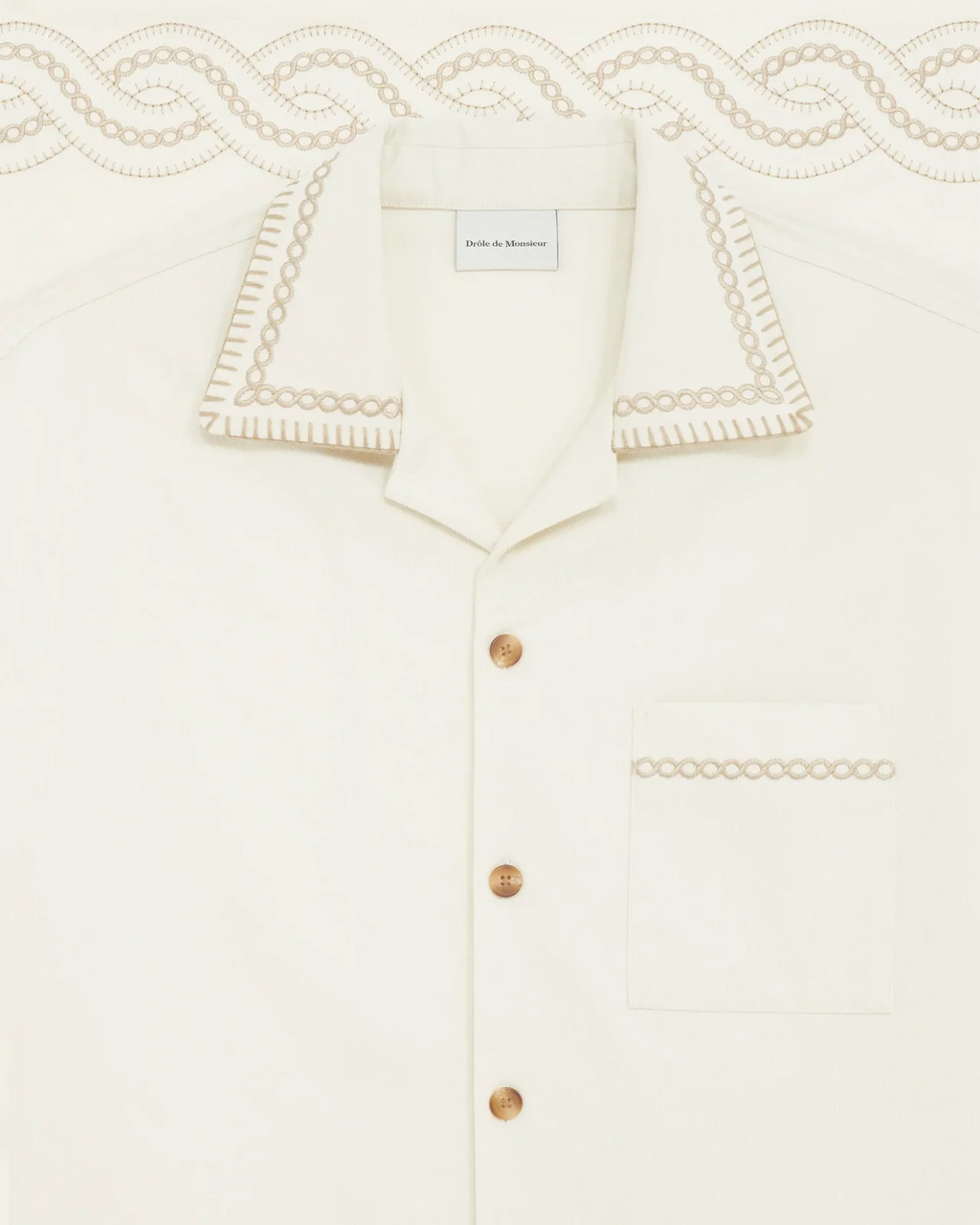 Drôle de Monsieur - La Chemise Brodée Tresses Crème