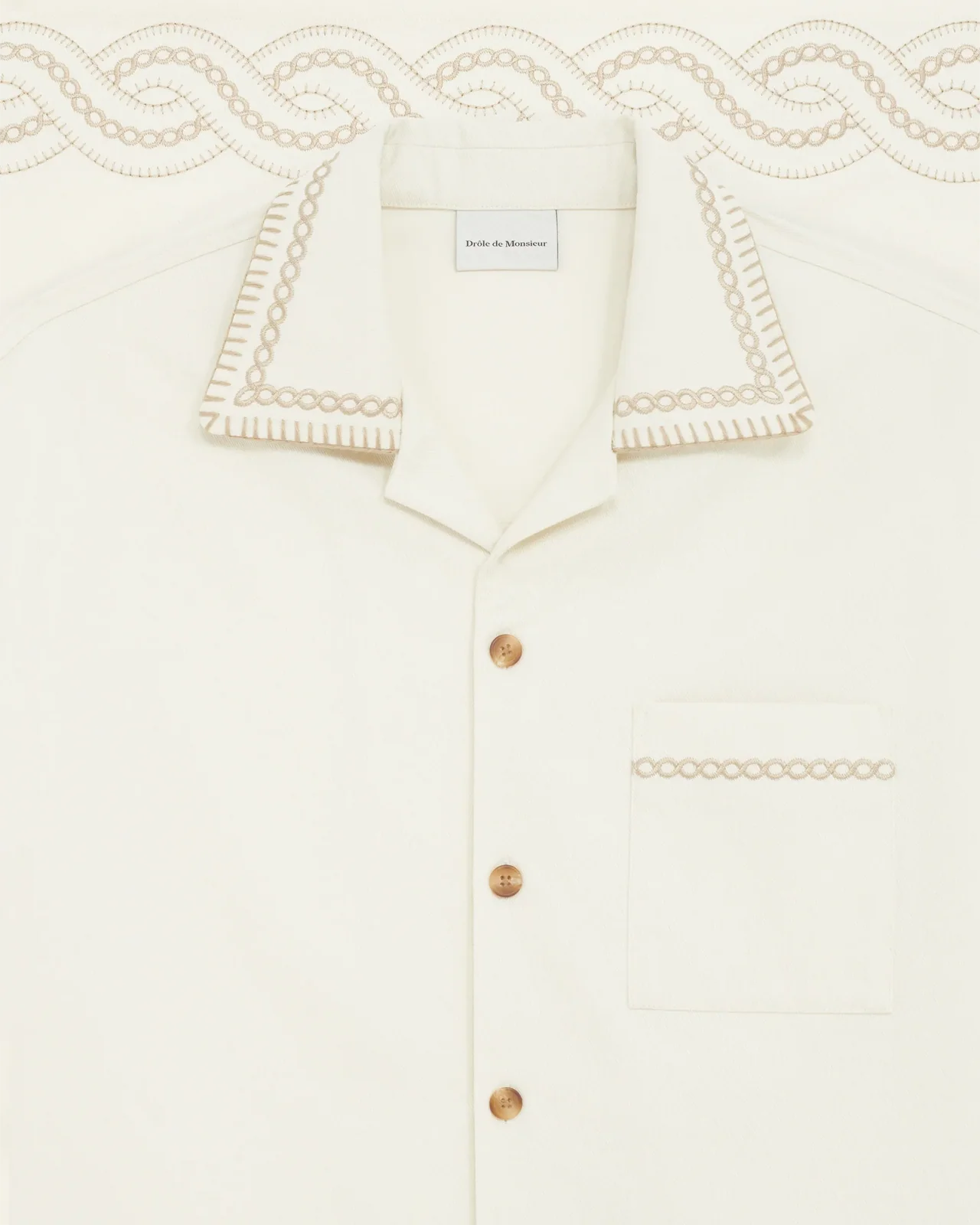 Drôle de Monsieur - La Chemise Brodée Tresses Crème