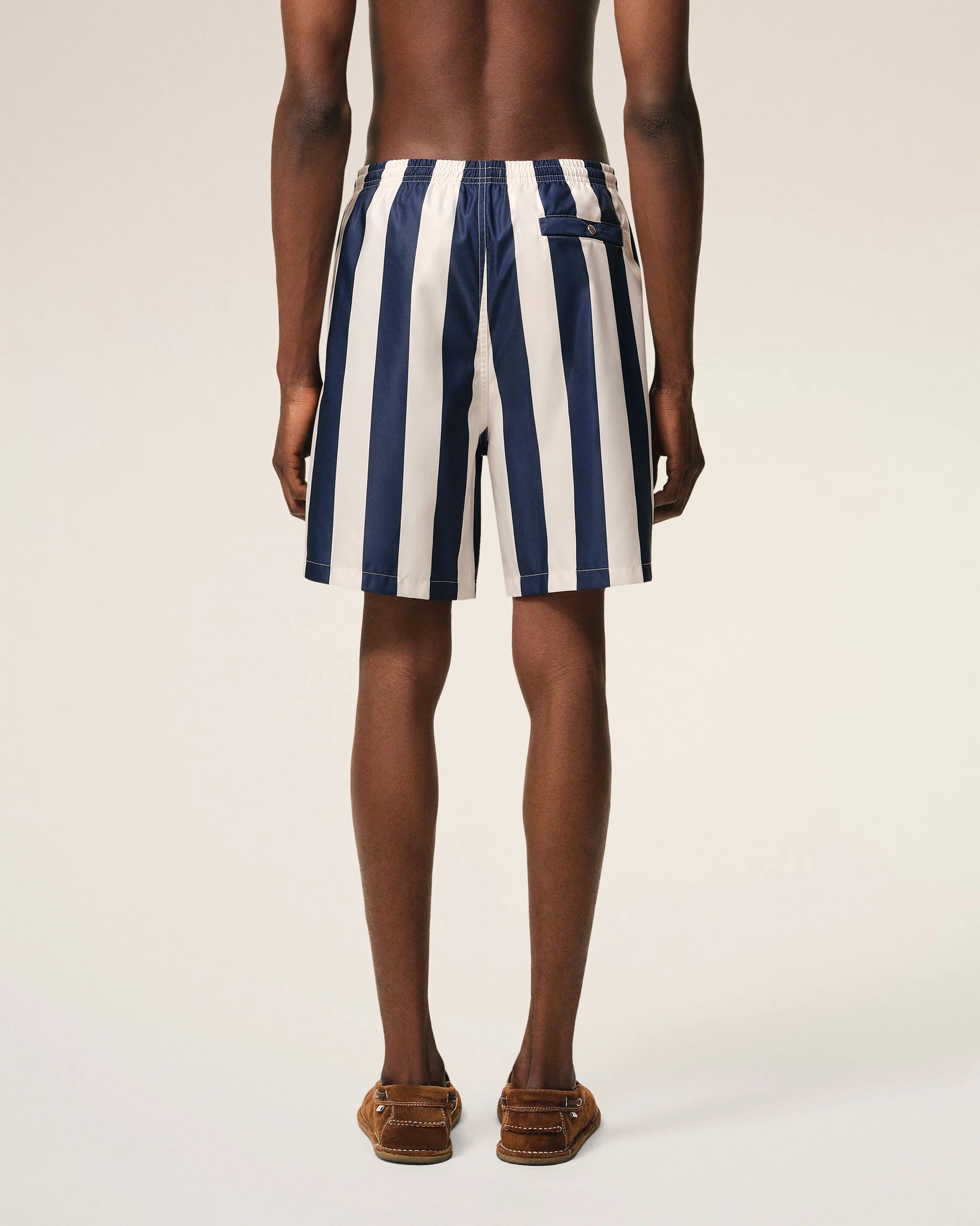 AMI - Maillot de Bain long à Rayure Ami de Coeur Bleu et Blanc