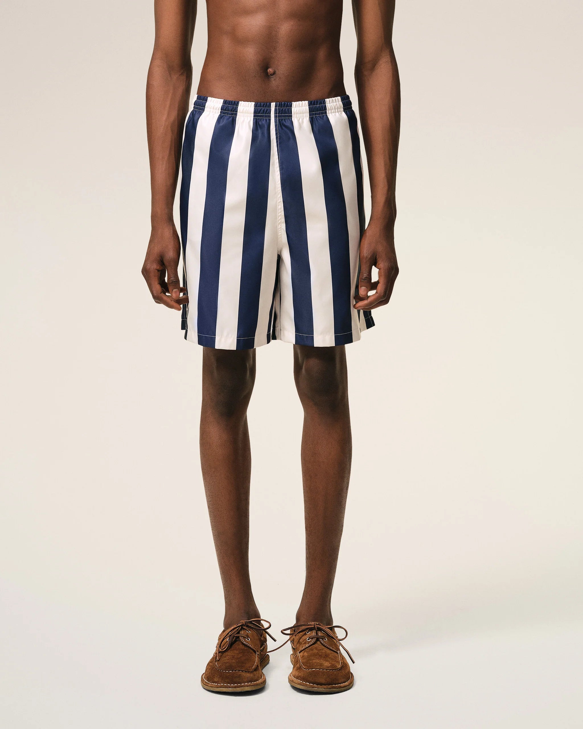 AMI - Maillot de Bain long à Rayure Ami de Coeur Bleu et Blanc