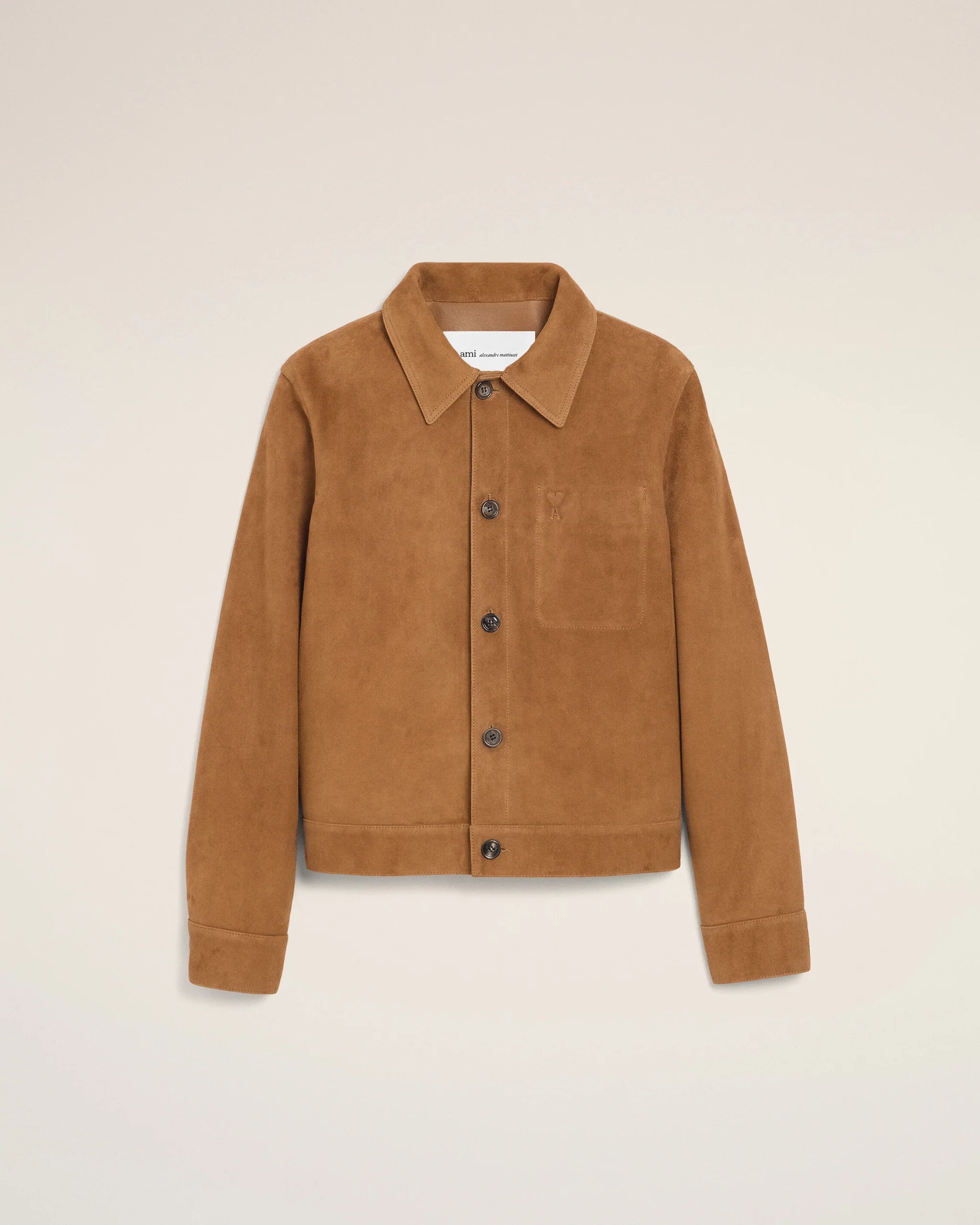 AMI - Veste en cuir de chêvre Marron