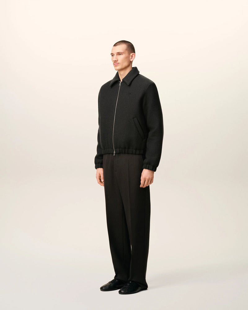 AMI - Blouson Zippé en laine Ami de Coeur Anthracite