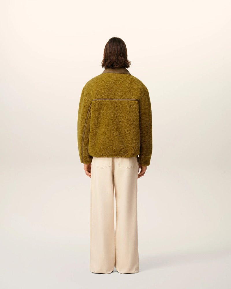 AMI - Veste Polaire zipée Vert Lichen