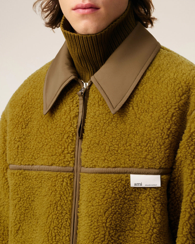 AMI - Veste Polaire zipée Vert Lichen
