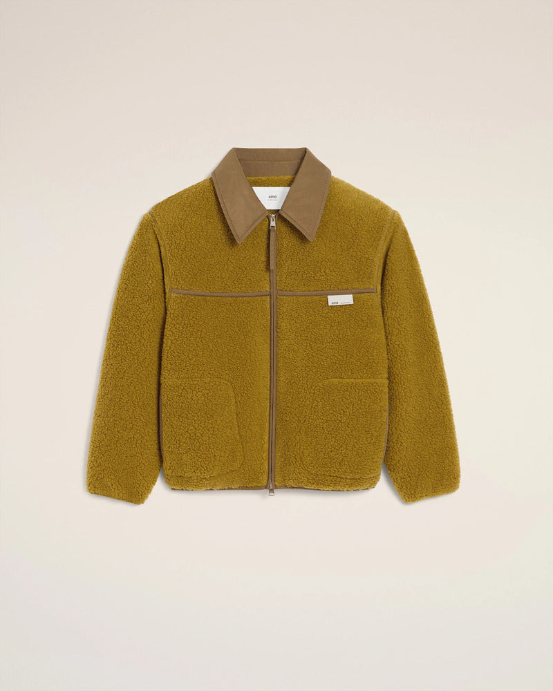 AMI - Veste Polaire zipée Vert Lichen