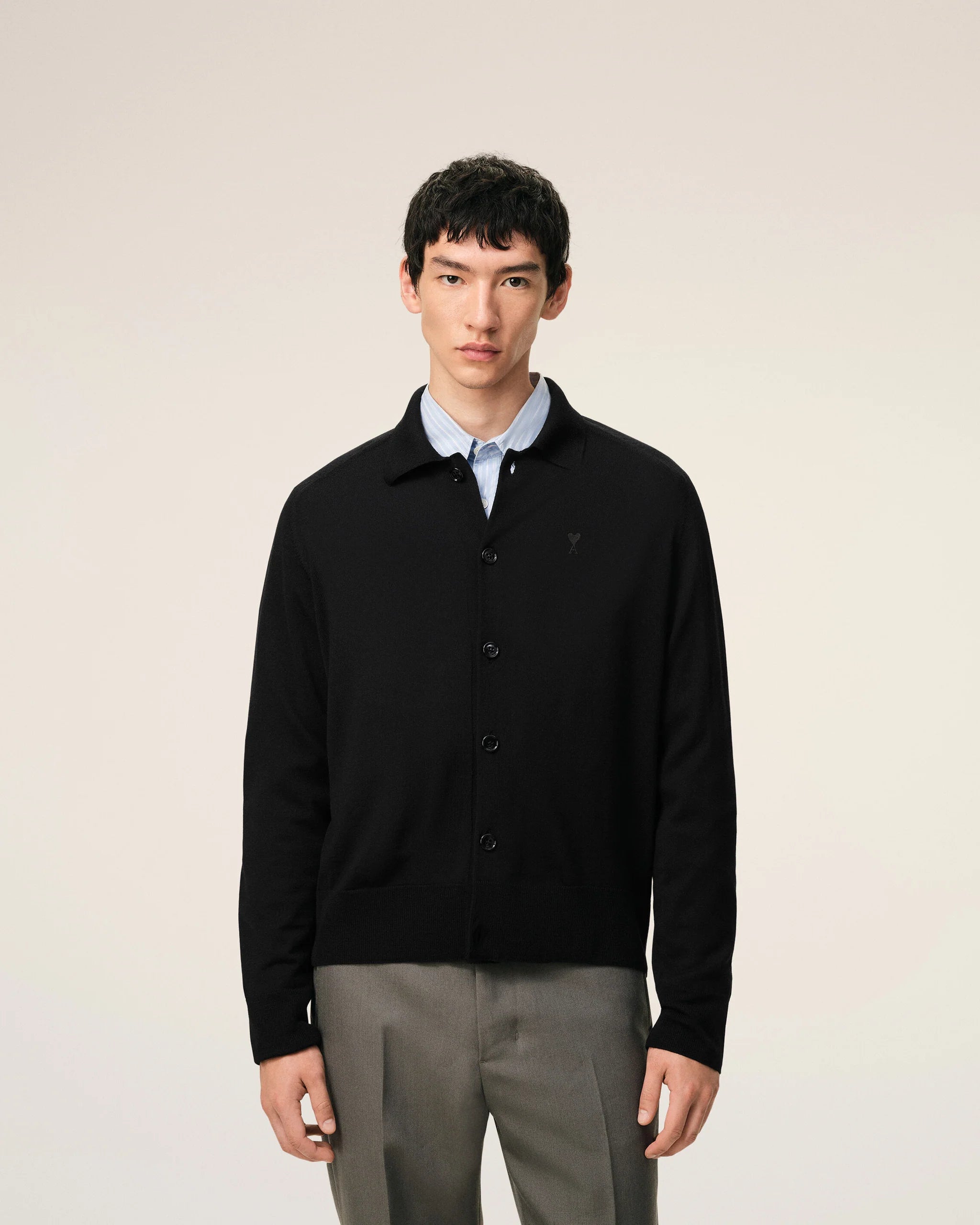 AMI - Cardigan Col Chemise ami de coeur Noir