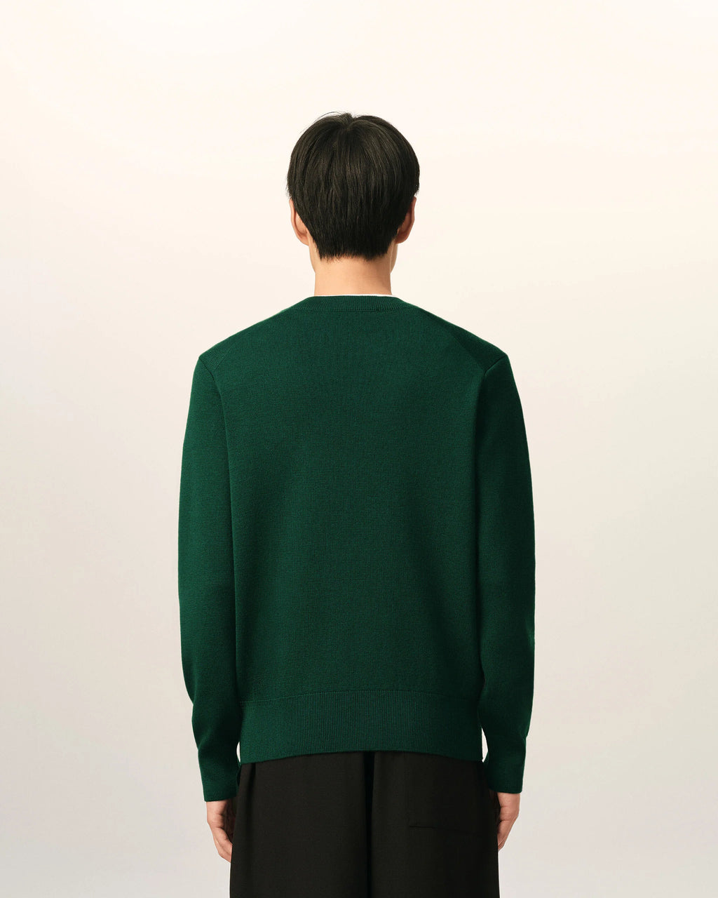 AMI - Pull col rond Ami de Coeur Vert Bouteille/Black