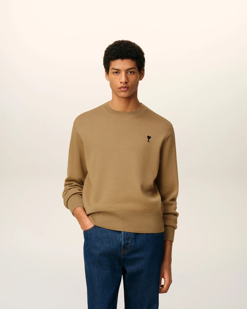 AMI - Pull Ami de Coeur Camel/Noir