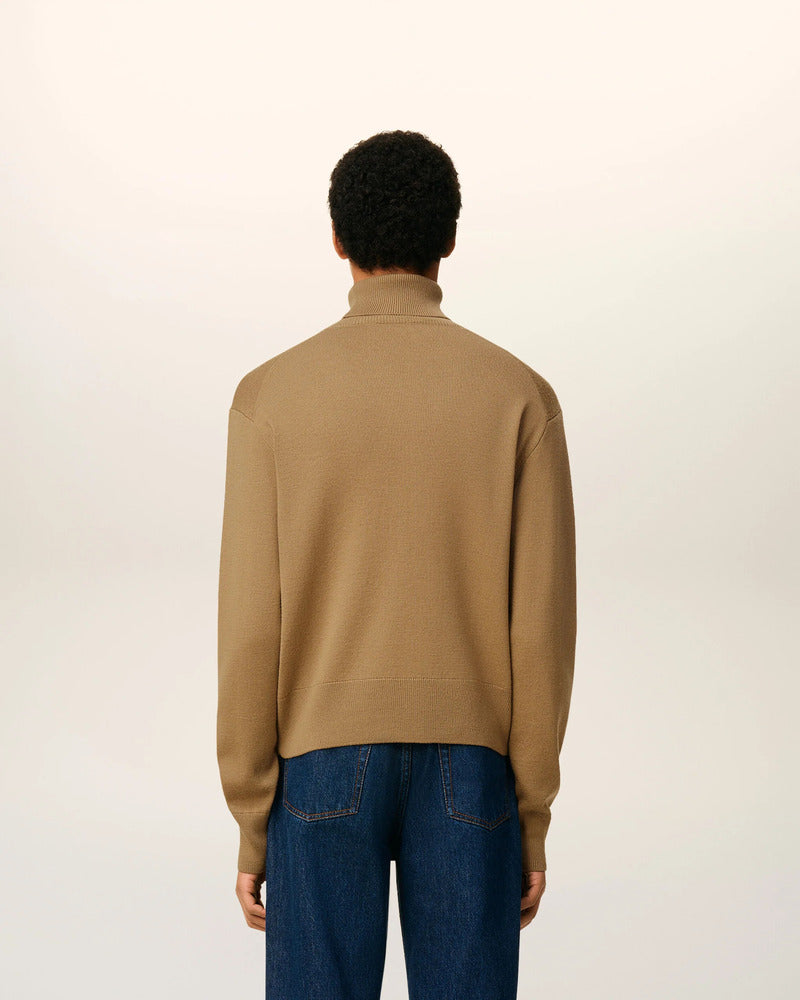 AMI - Pull Col Roulé Ami de Coeur Camel