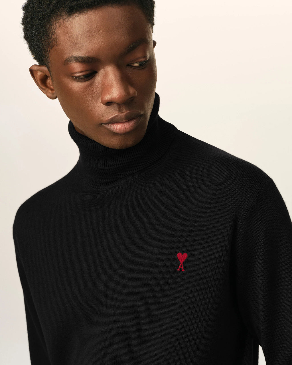 AMI - Pull col roulé Ami de Coeur Noir