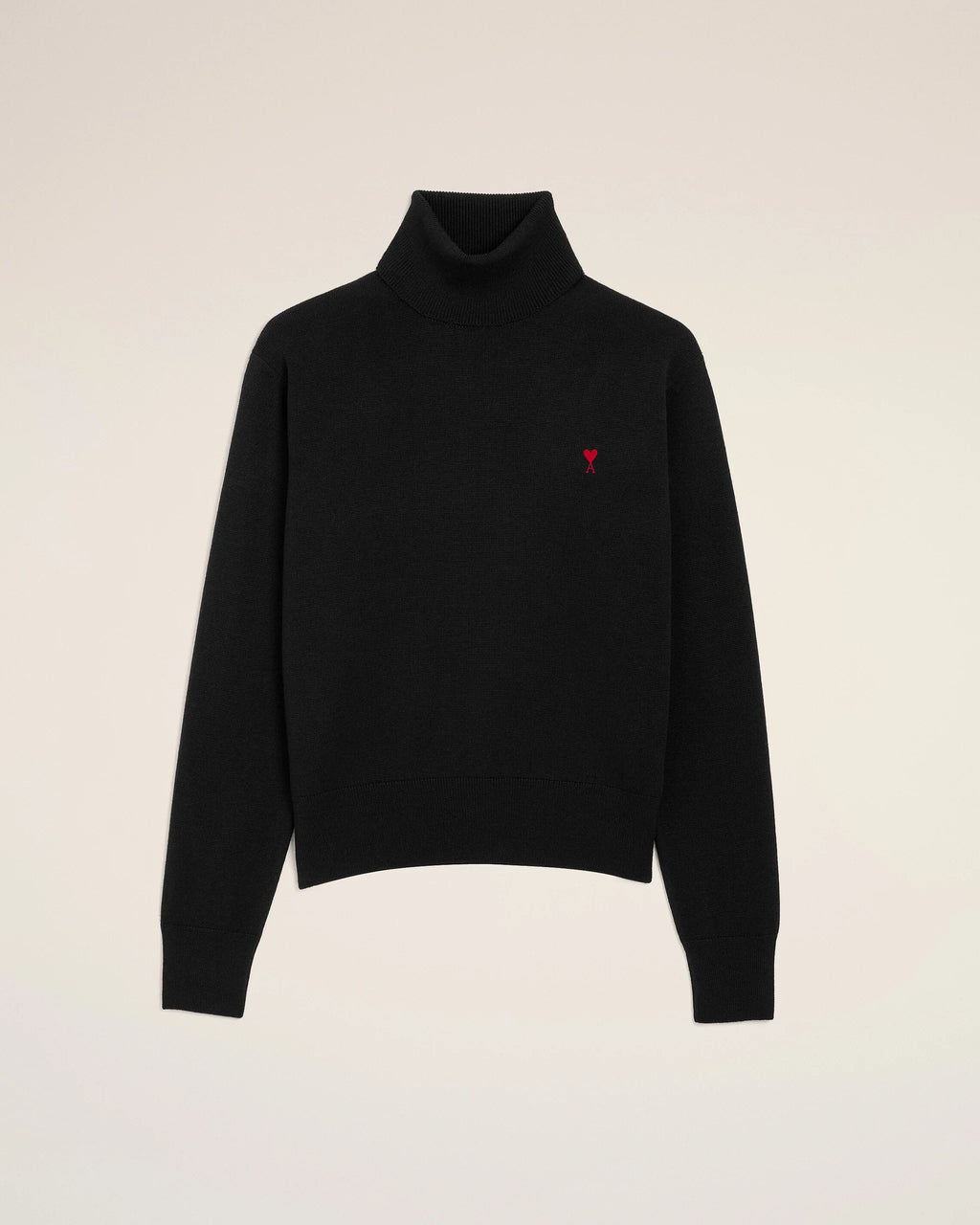 AMI - Pull col roulé Ami de Coeur Noir