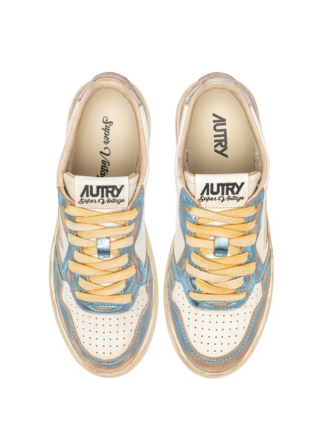 AUTRY - Basket Medalist Super Vintage en cuir Blue/Silver