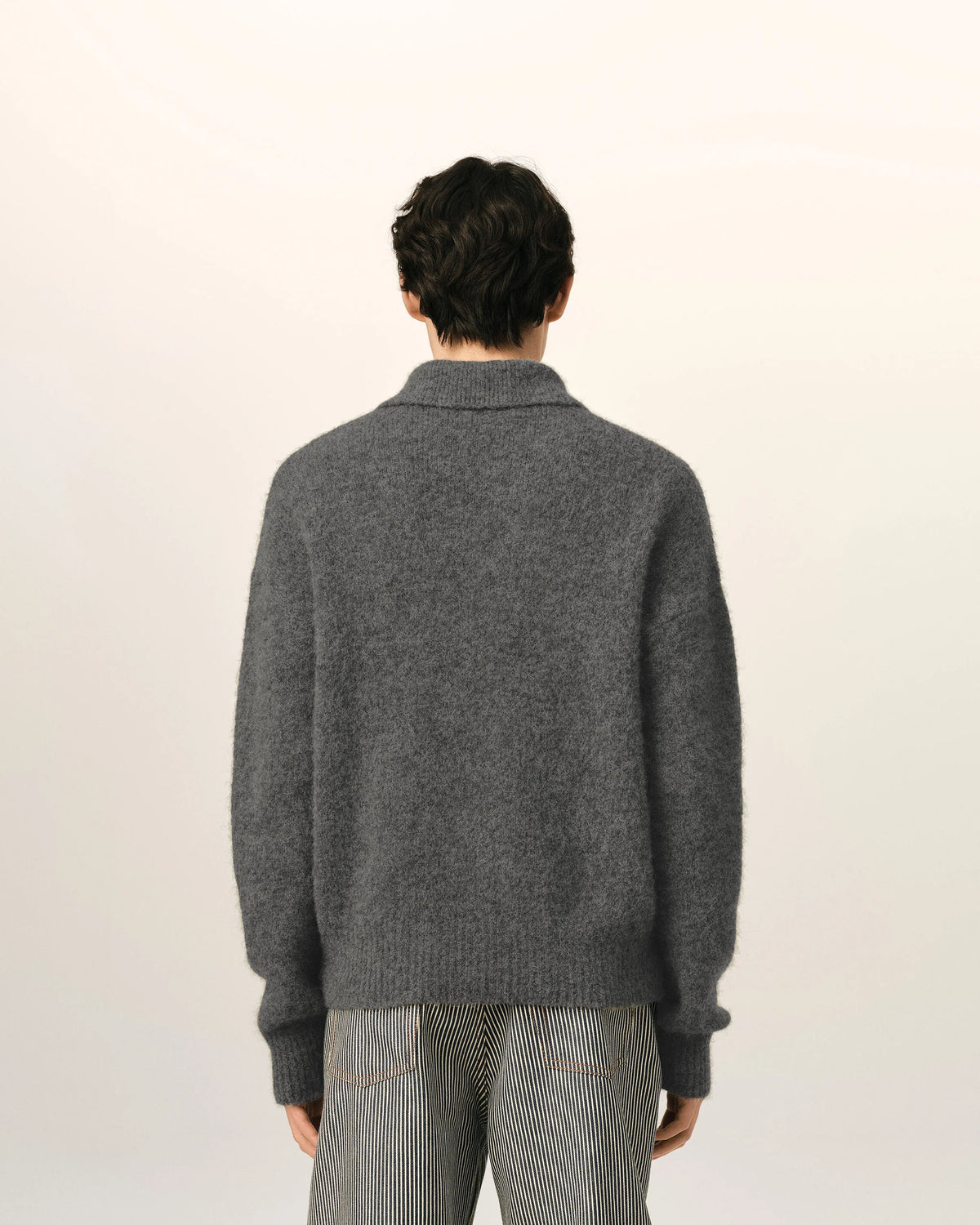 AMI - Polo en laine et alpaga Gris