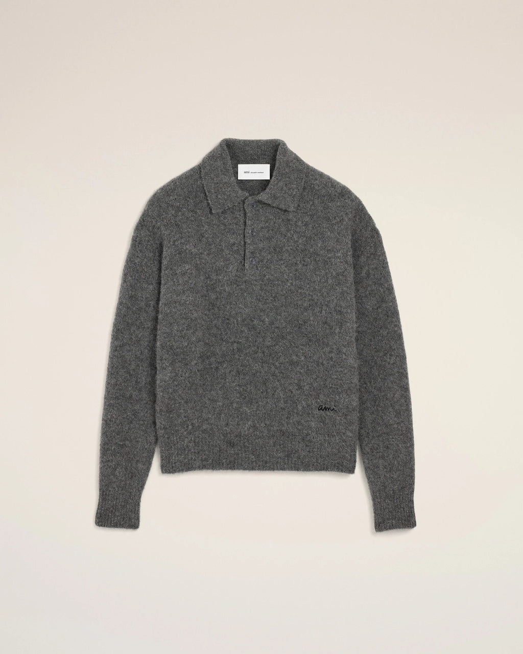 AMI - Polo en laine et alpaga Gris