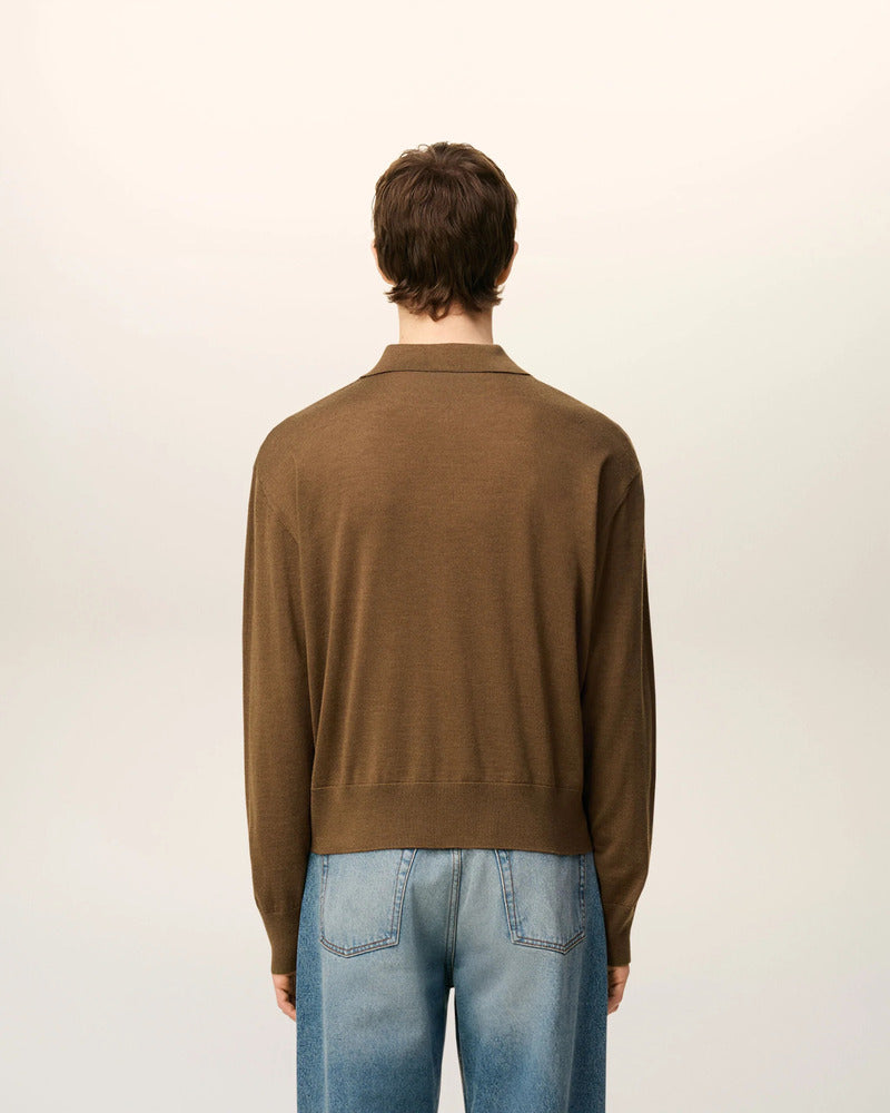 AMI - Polo Ami de Coeur Laine Noisette