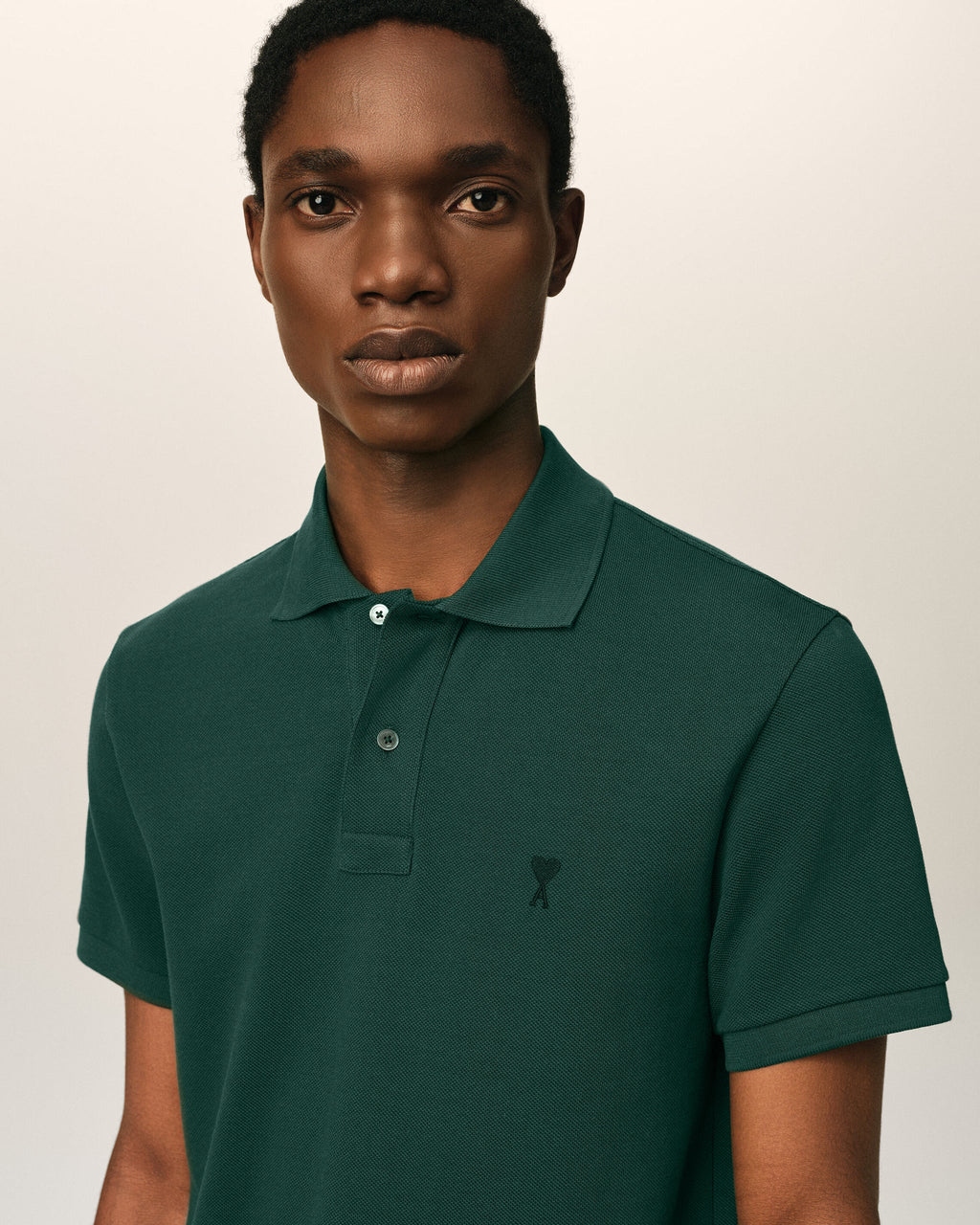 AMI -Polo Ami de coeur Vert Bouteille / Noir