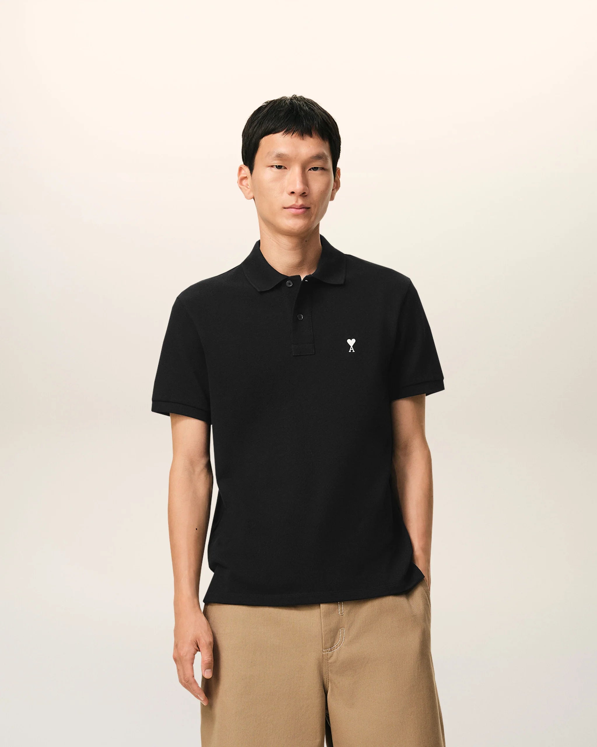 AMI - Polo Ami de Coeur Noir/blanc crème