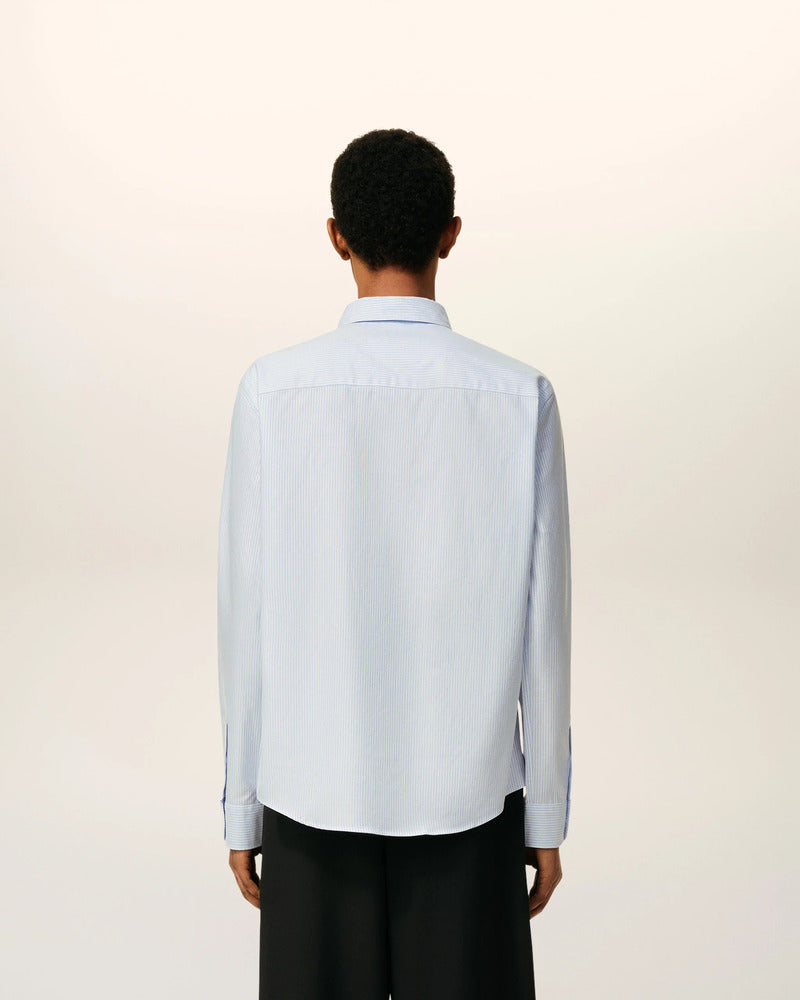 AMI - Chemise Ami de Coeur Rayée Bleu Ciel/Blanc Naturel