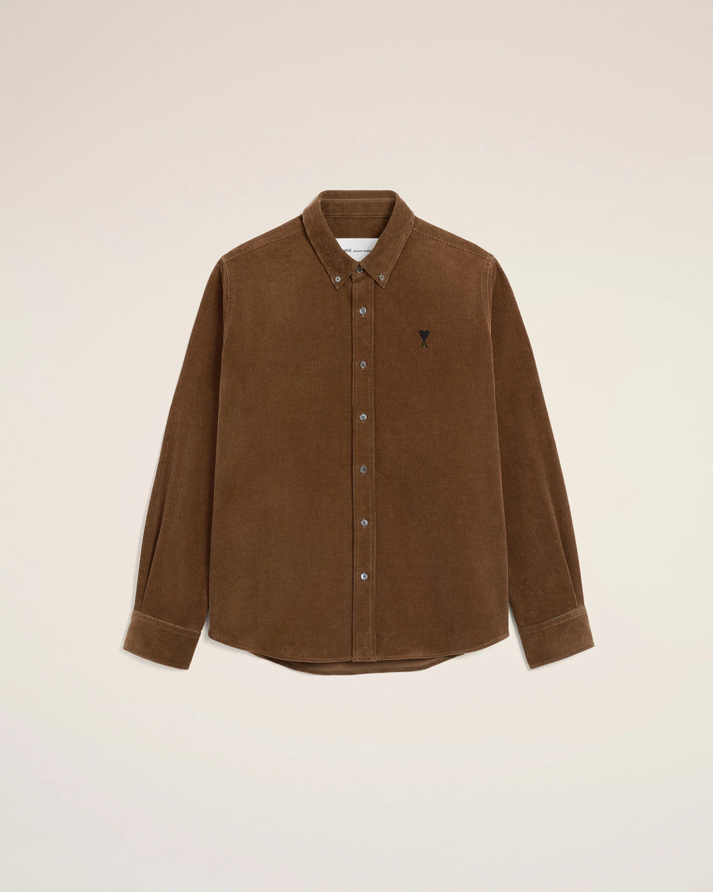 AMI - Chemise Velours Ami de coeur Marron Chocolat