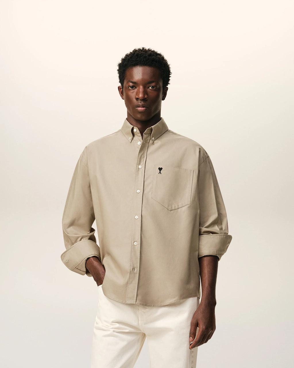 AMI - Chemise Boxy Beige Ami de Coeur