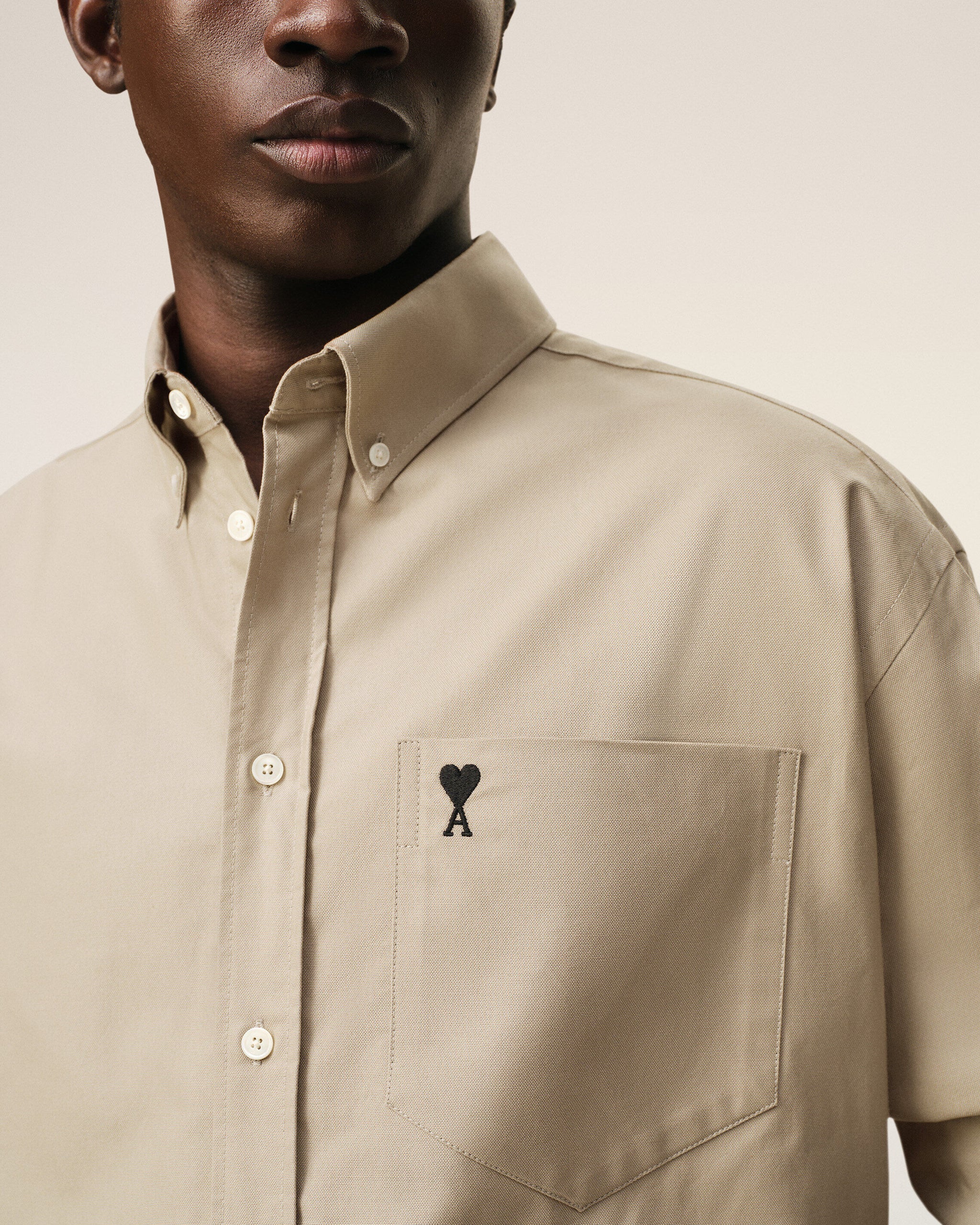 AMI - Chemise Boxy Beige Ami de Coeur