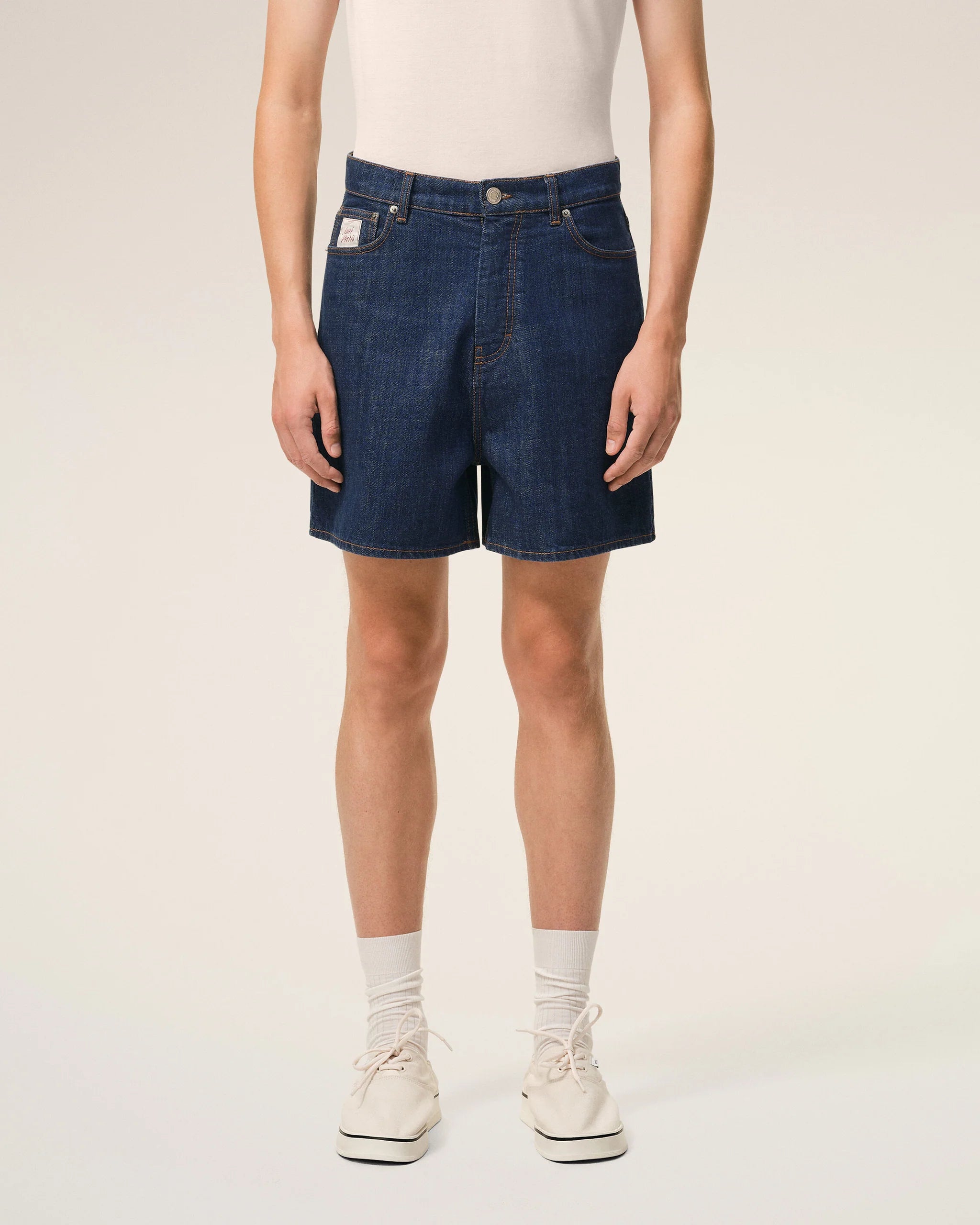 AMI - Short avec empiècement Héritage Ami Indigo