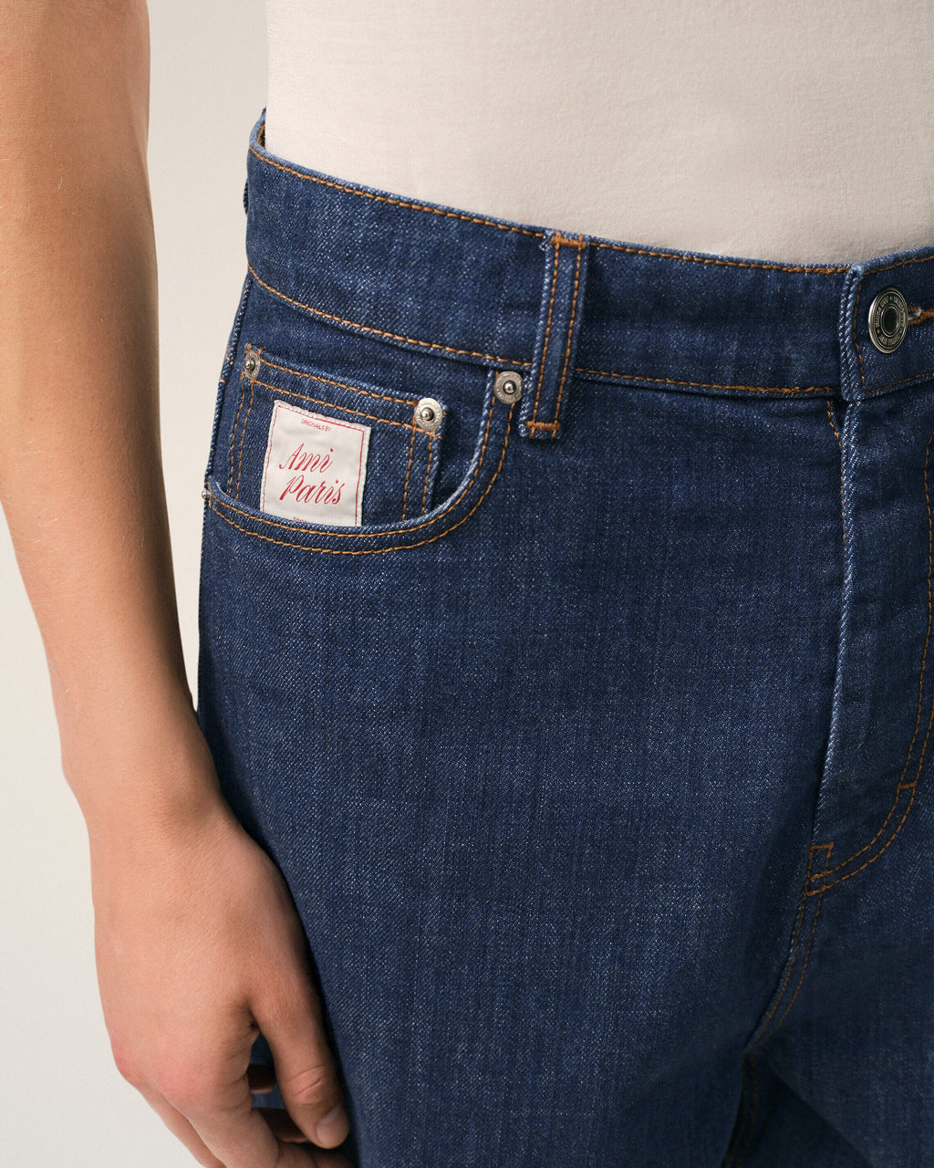 AMI - Short avec empiècement Héritage Ami Indigo