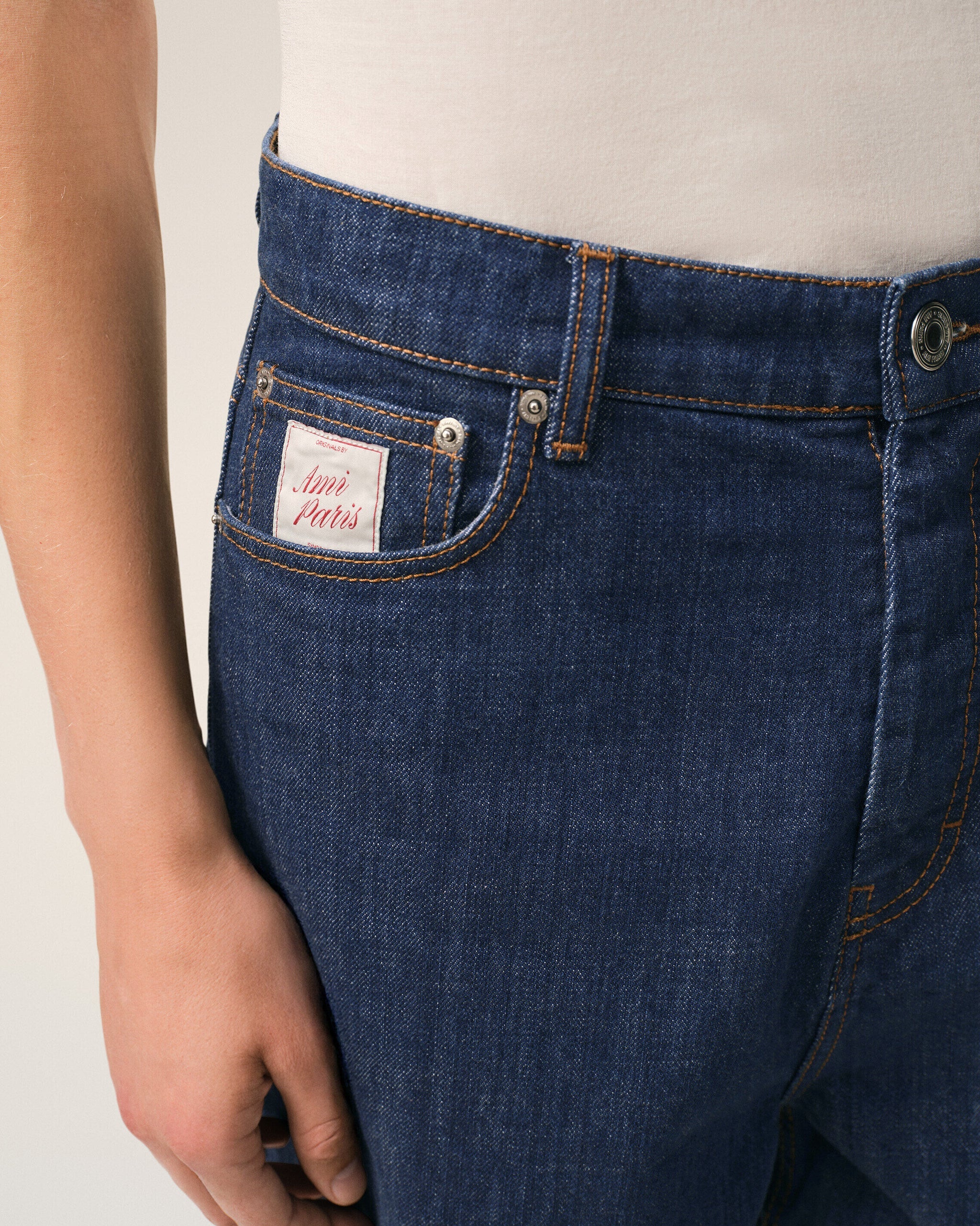 AMI - Short avec empiècement Héritage Ami Indigo