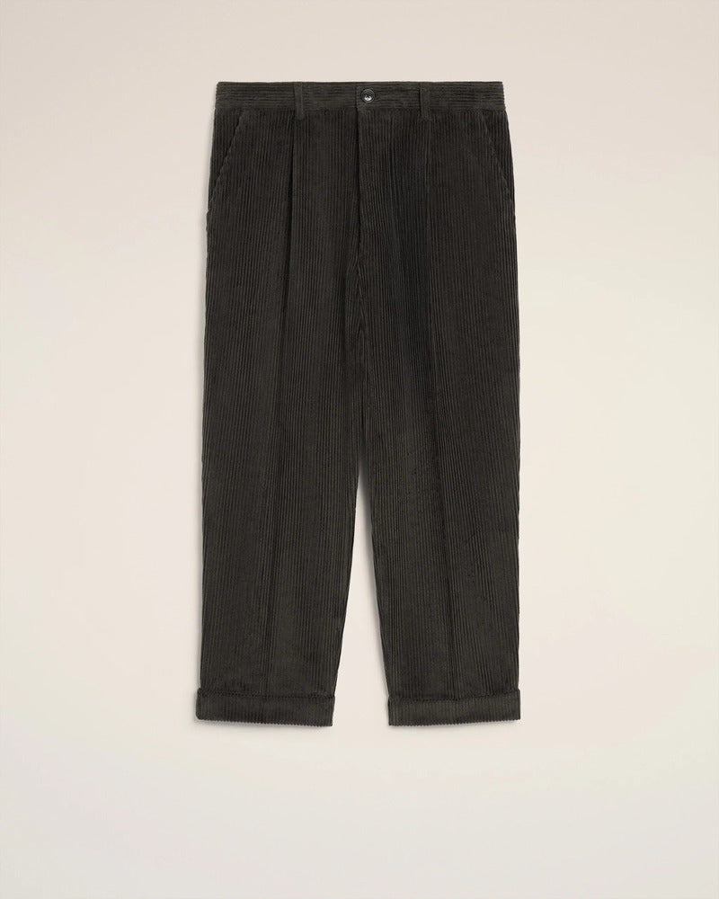 AMI - Pantalon Velours carotte Oversize Anthracite