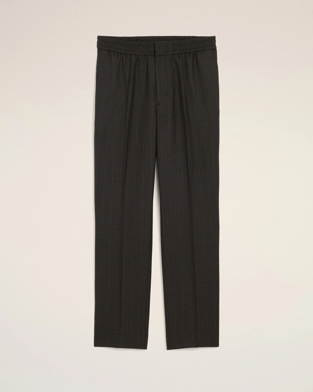 AMI - Pantalon taille élatiqué rayé Gris/Marron Chocolat