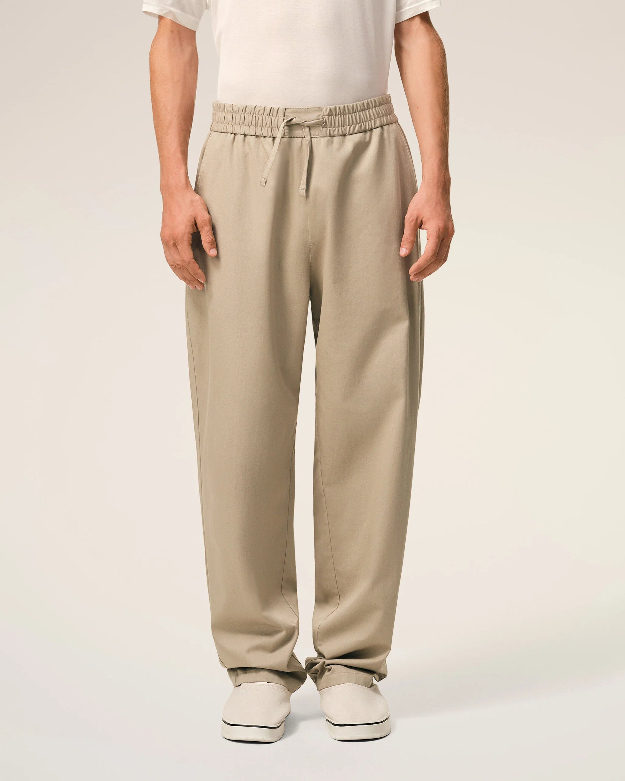 AMI - Pantalon Beige Taille Elastiquée Beige Taupe