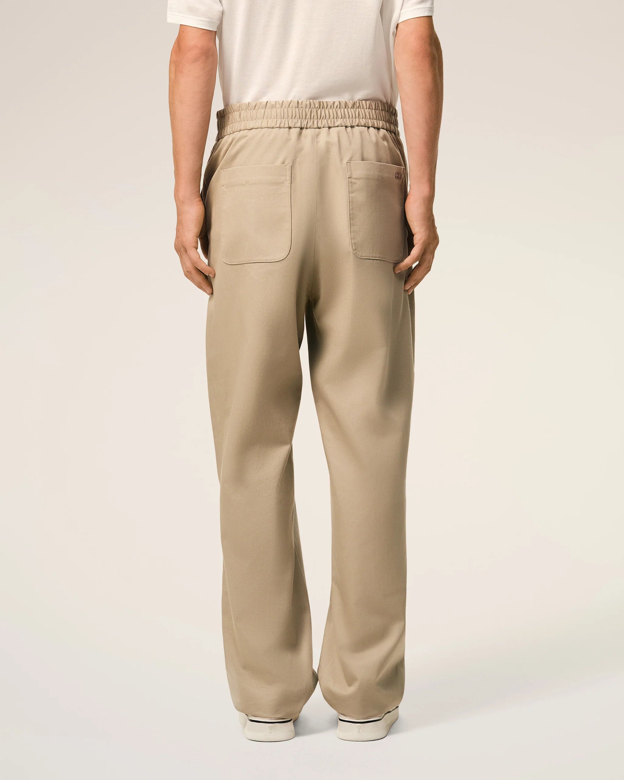 AMI - Pantalon Beige Taille Elastiquée Beige Taupe