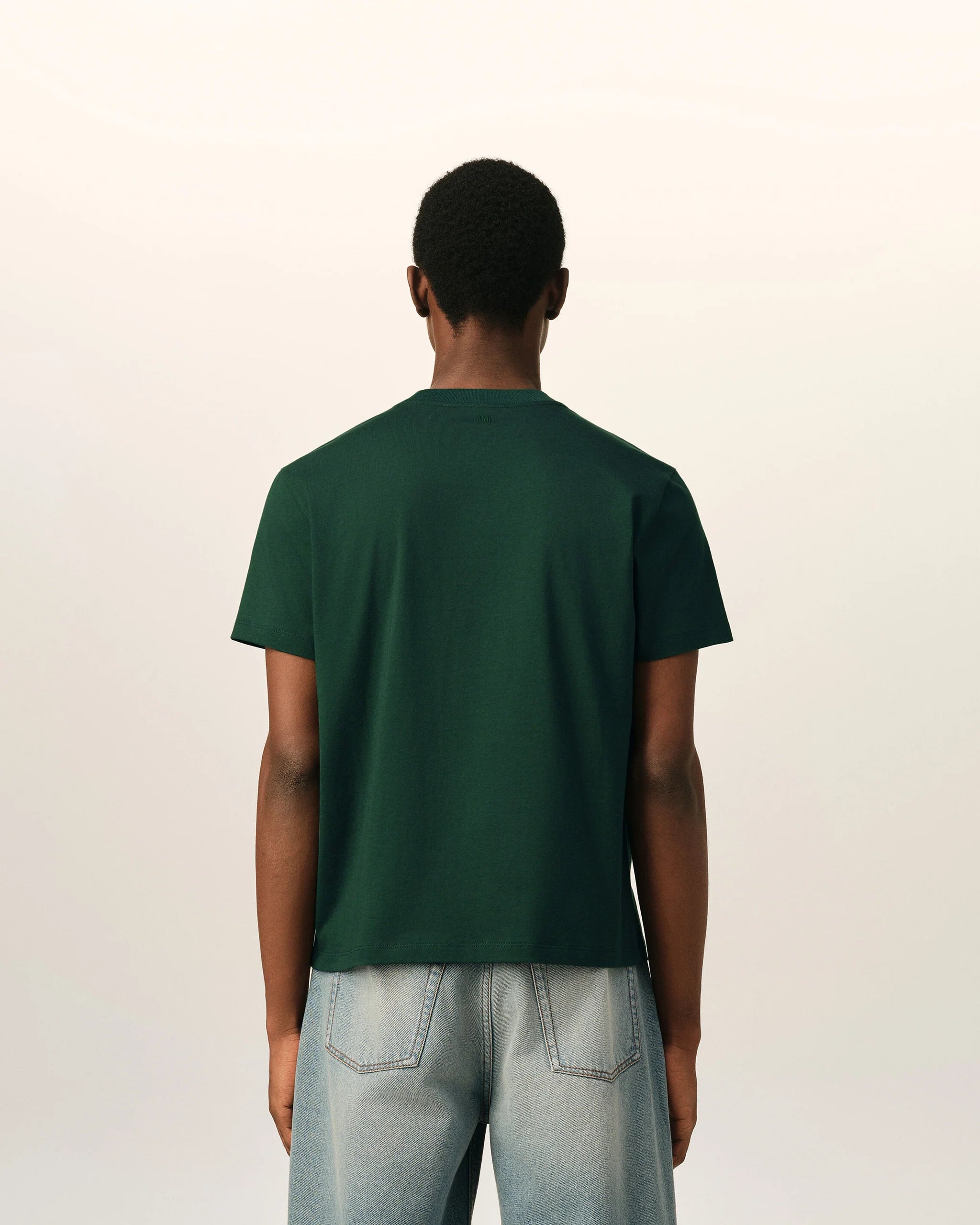 AMI - T-shirt Ami de coeur Vert Bouteille/Noir