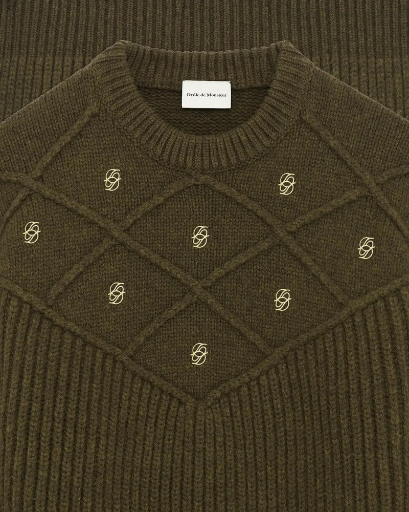 Drôle de Monsieur - Pull La Maille Monogramme kaki