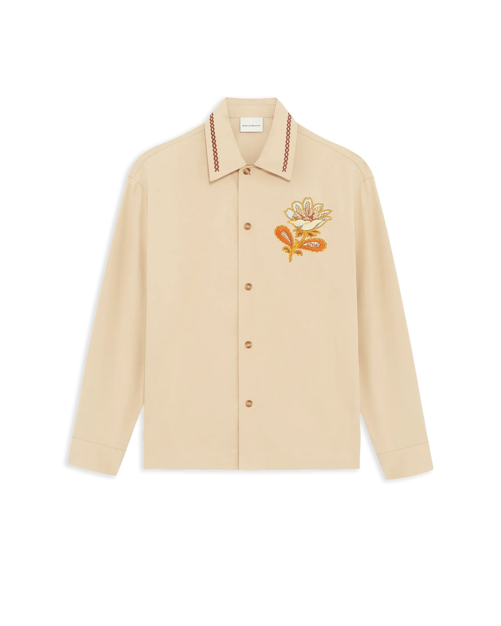 Drôle de Monsieur - La Surchemise Brodée Fleur Beige