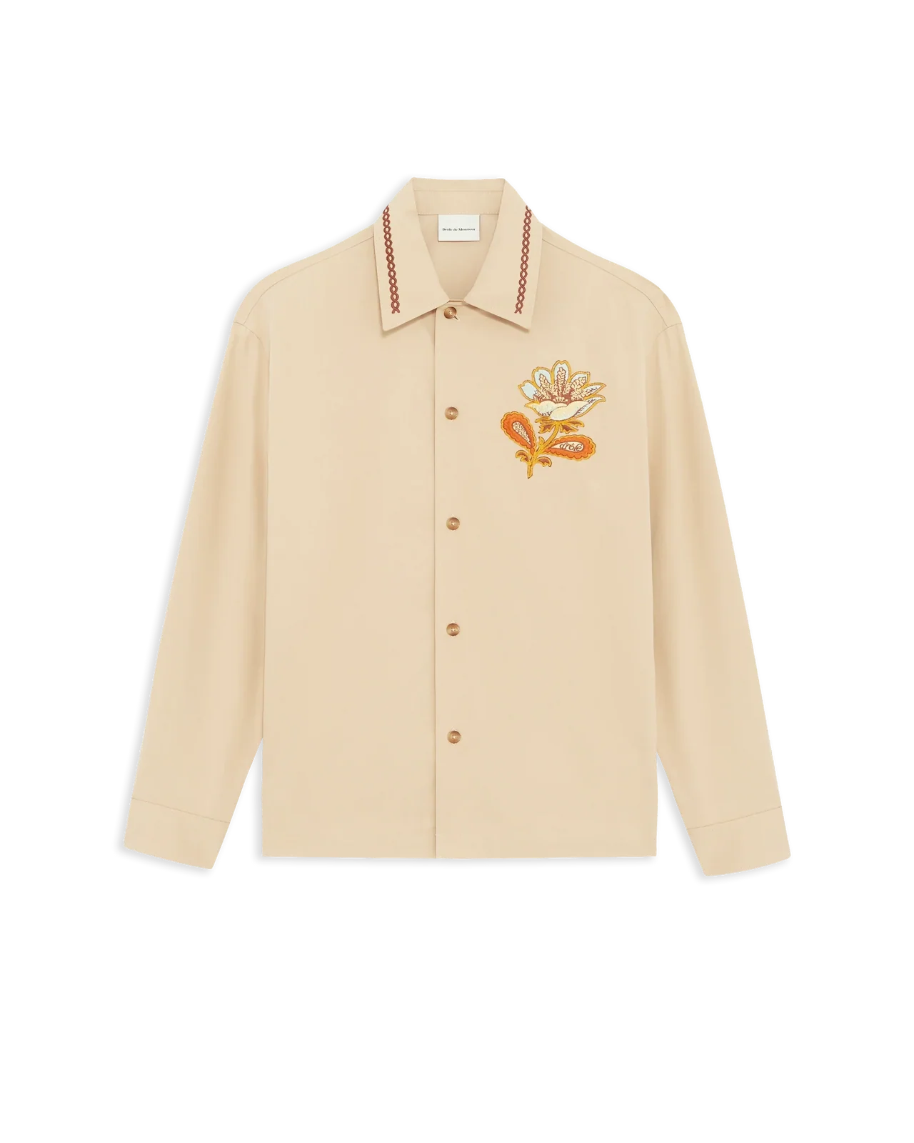 Drôle de Monsieur - La Surchemise Brodée Fleur Beige