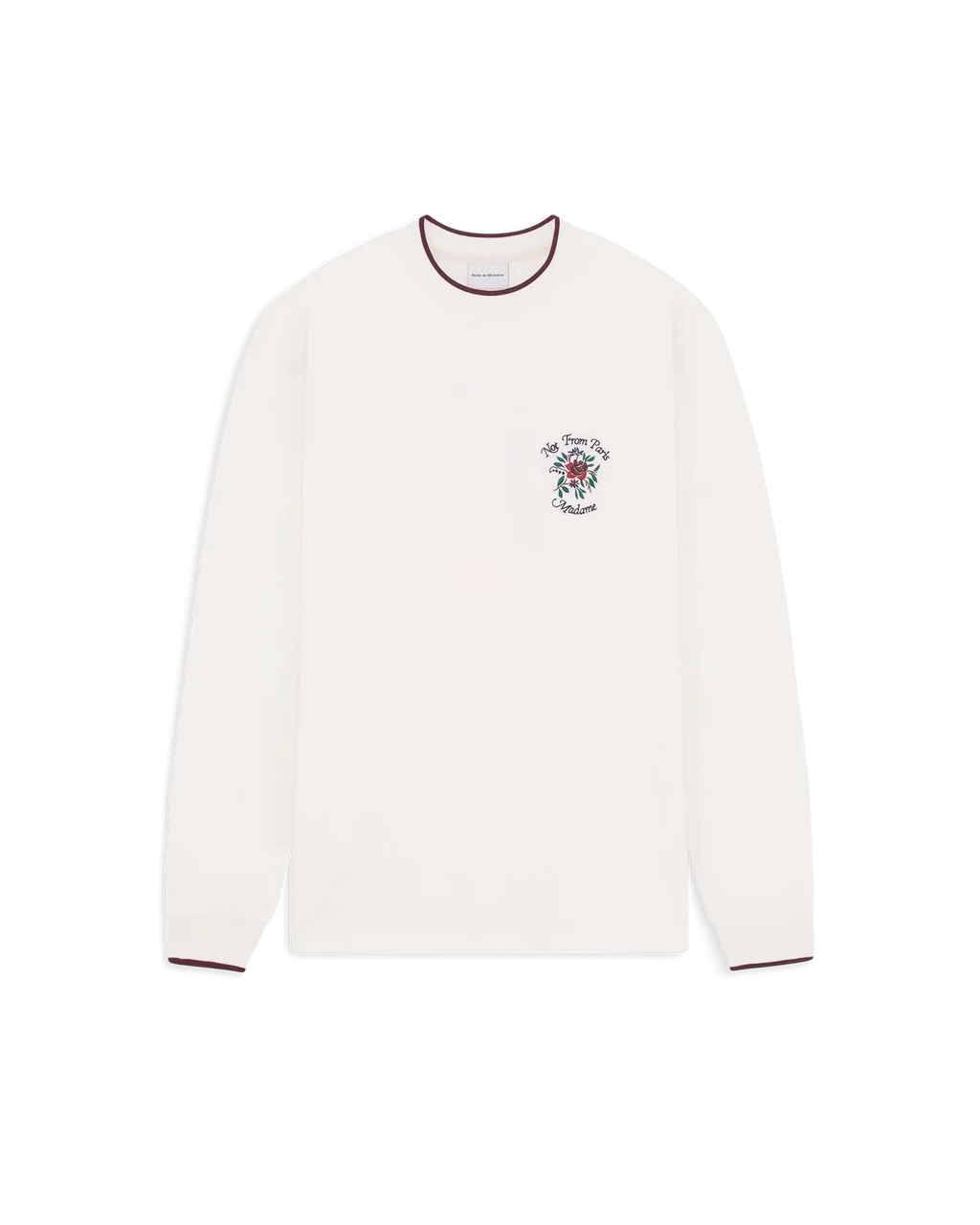 Drôle de Monsieur - T-shirt Manches Longues Slogan Rose Blanc cassé