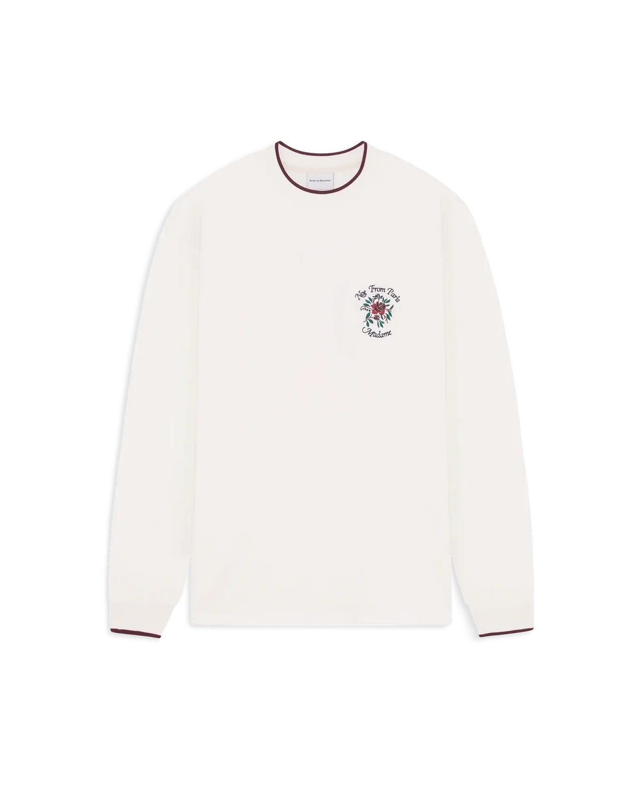 Drôle de Monsieur - T-shirt Manches Longues Slogan Rose Blanc cassé