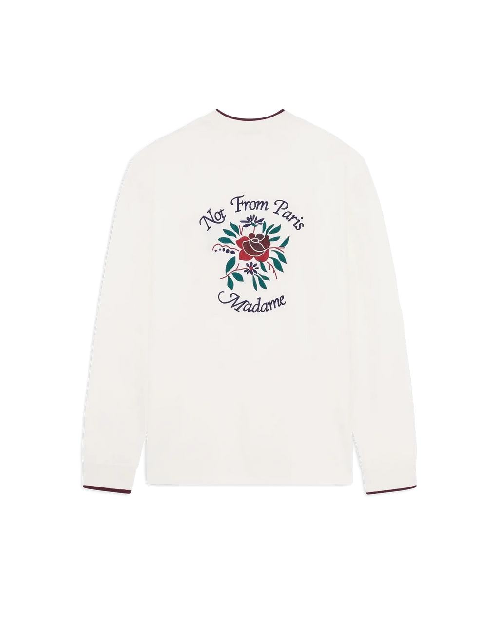 Drôle de Monsieur - T-shirt Manches Longues Slogan Rose Blanc cassé