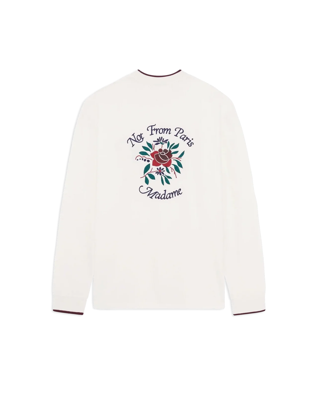 Drôle de Monsieur - T-shirt Manches Longues Slogan Rose Blanc cassé