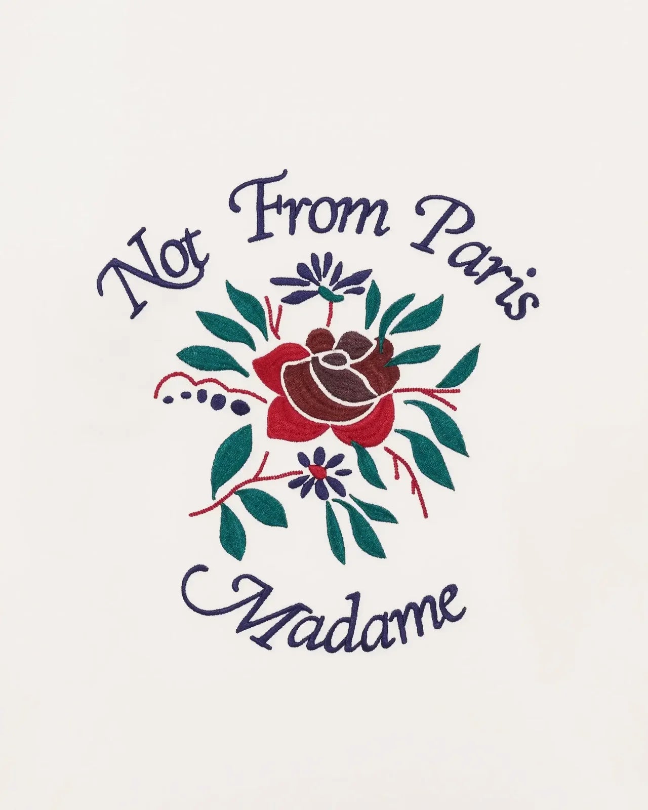 Drôle de Monsieur - T-shirt Manches Longues Slogan Rose Blanc cassé