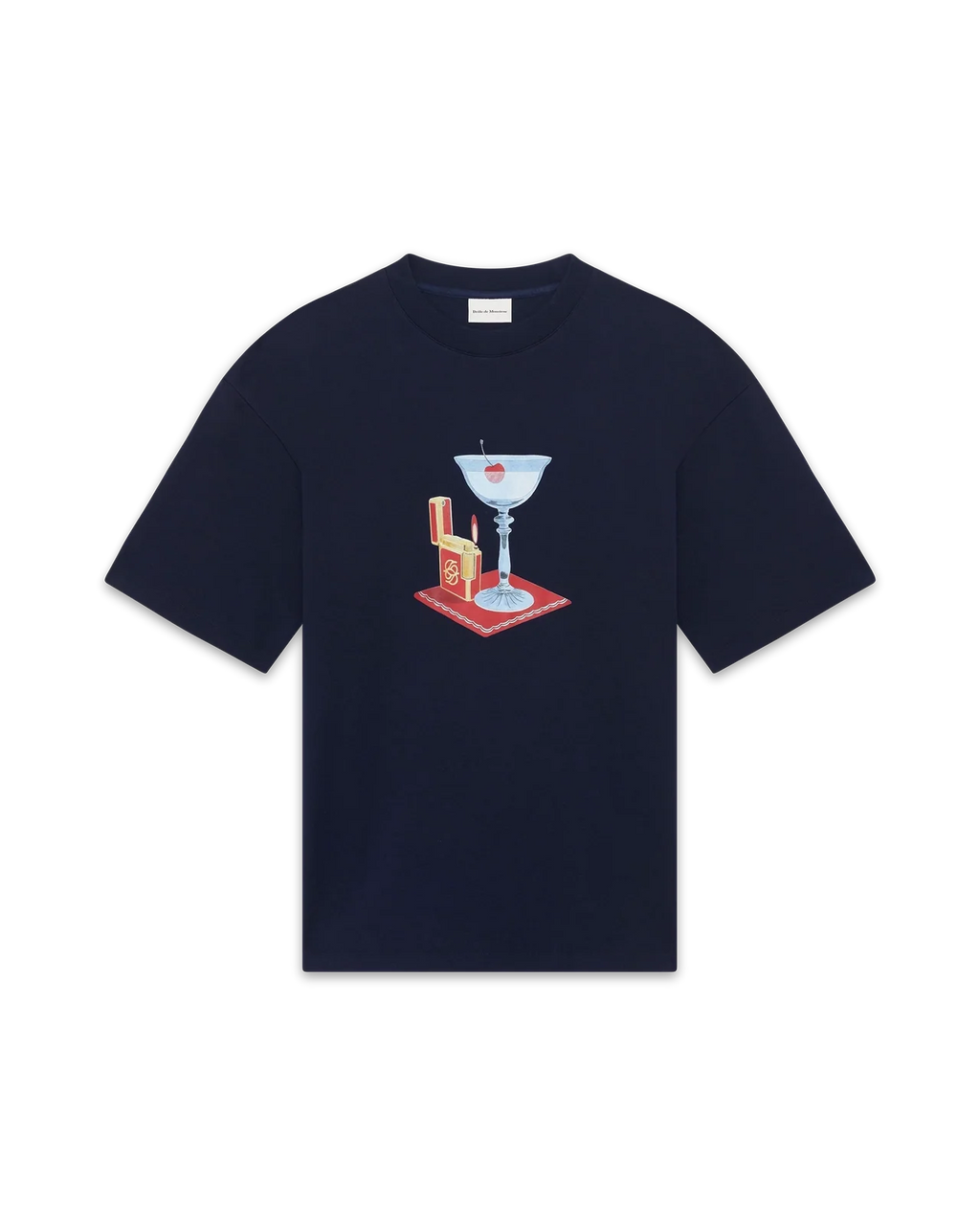 Drôle de Monsieur - T-shirt Cocktail bleu marine