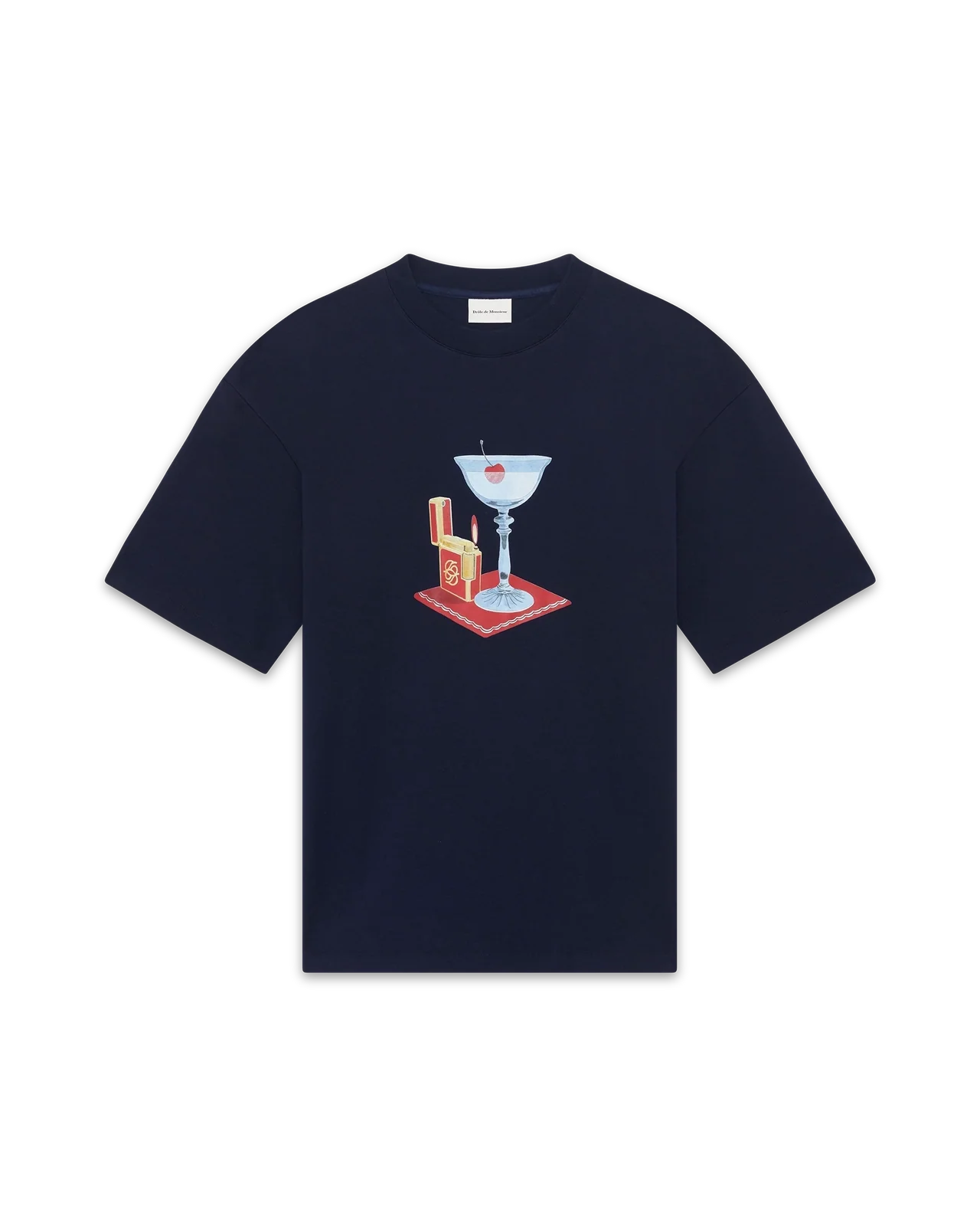 Drôle de Monsieur - T-shirt Cocktail bleu marine