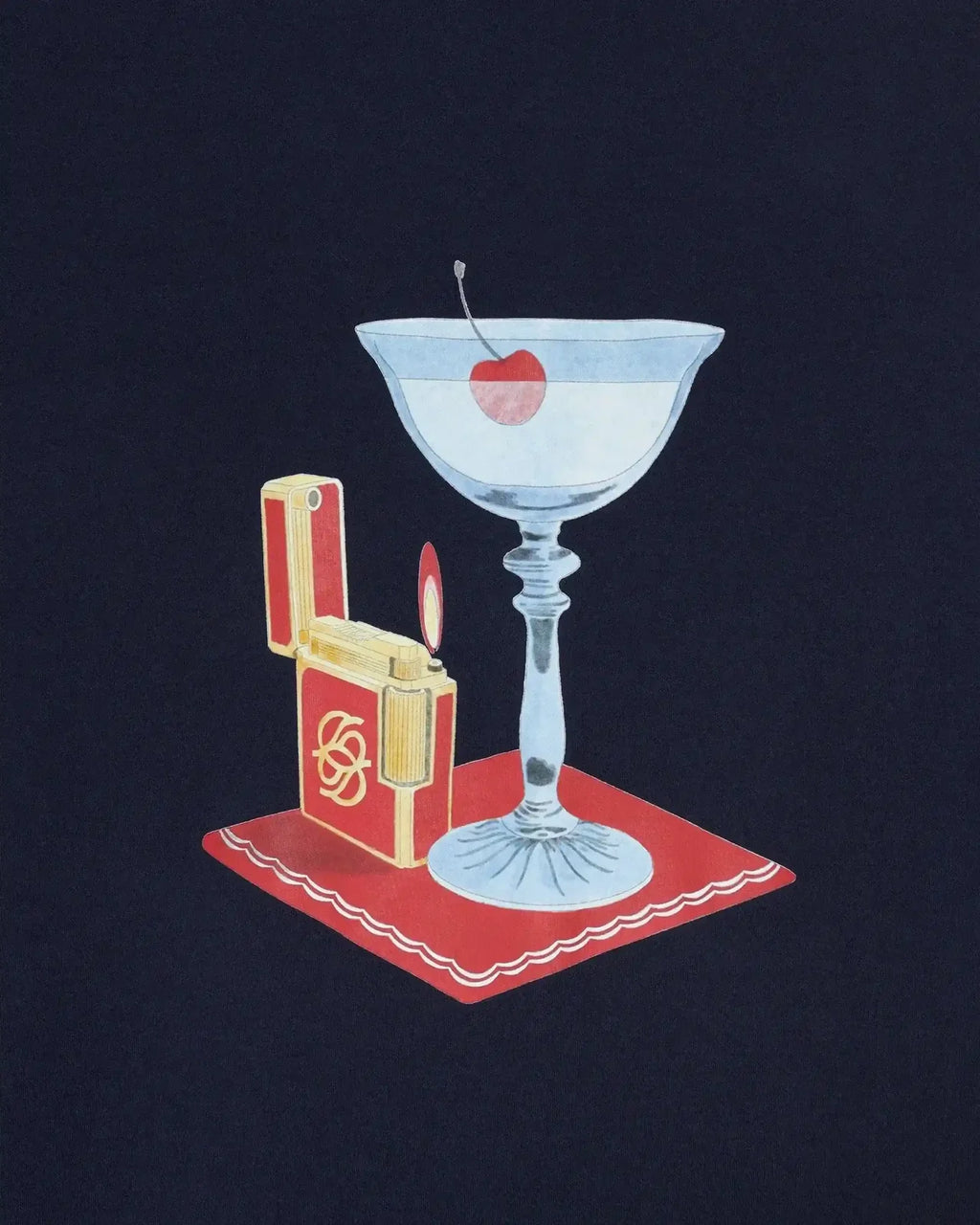 Drôle de Monsieur - T-shirt Cocktail bleu marine