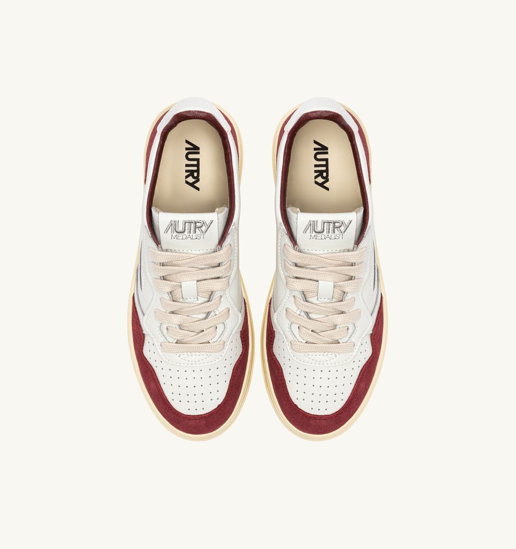 AUTRY - Basket Medalist Low Soft Leather/Suede White/Bordeaux