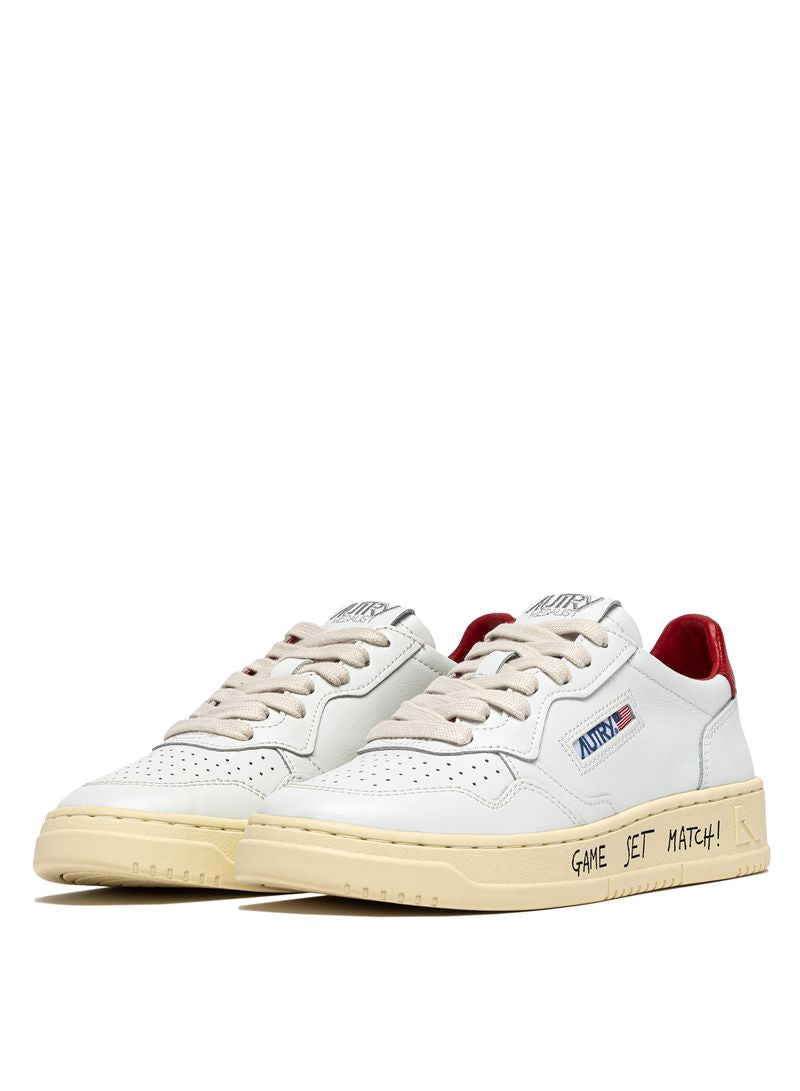 AUTRY - Basket Medalist Low Game Set Match cuir blanc / rouge