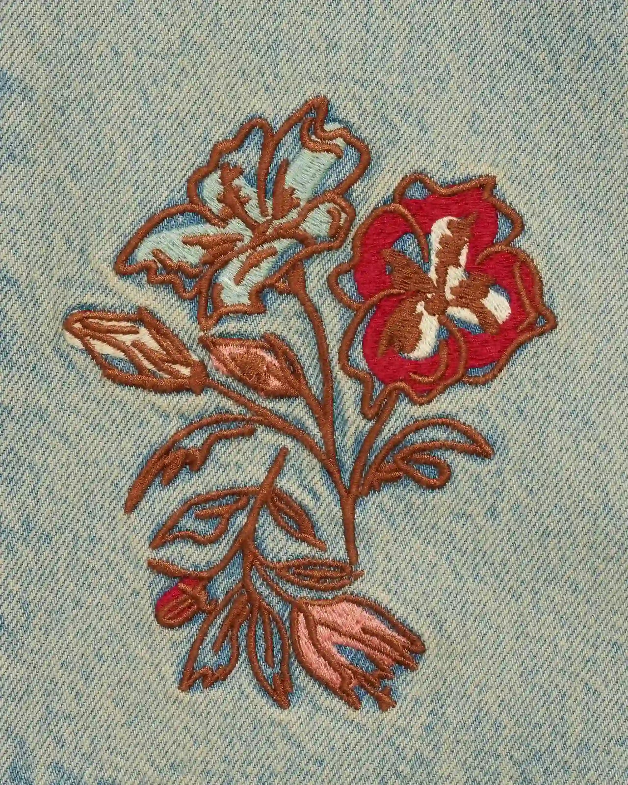 Drôle de Monsieur - Short Jean Dusty Bordé Fleurs Bleu Délavé