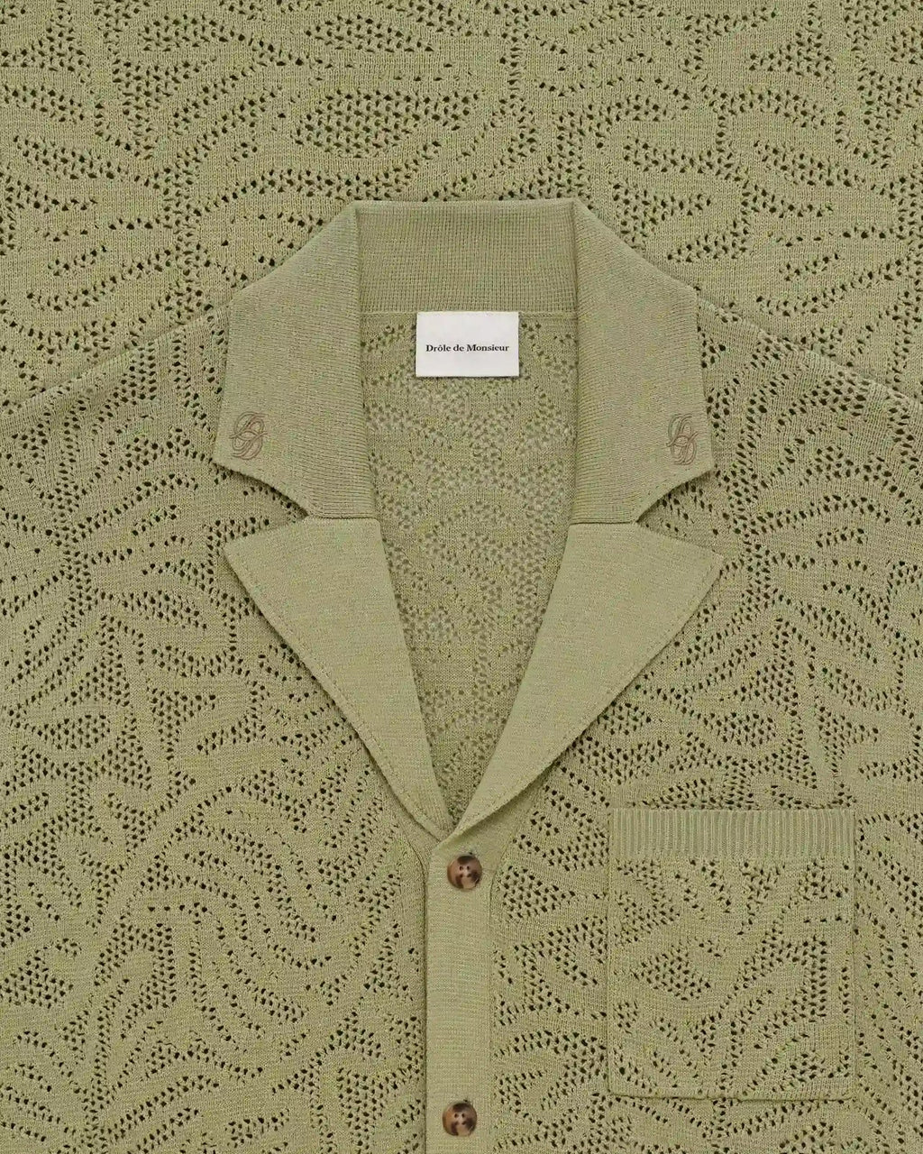 Drôle de Monsieur - Chemise Maille Dentelle Kaki